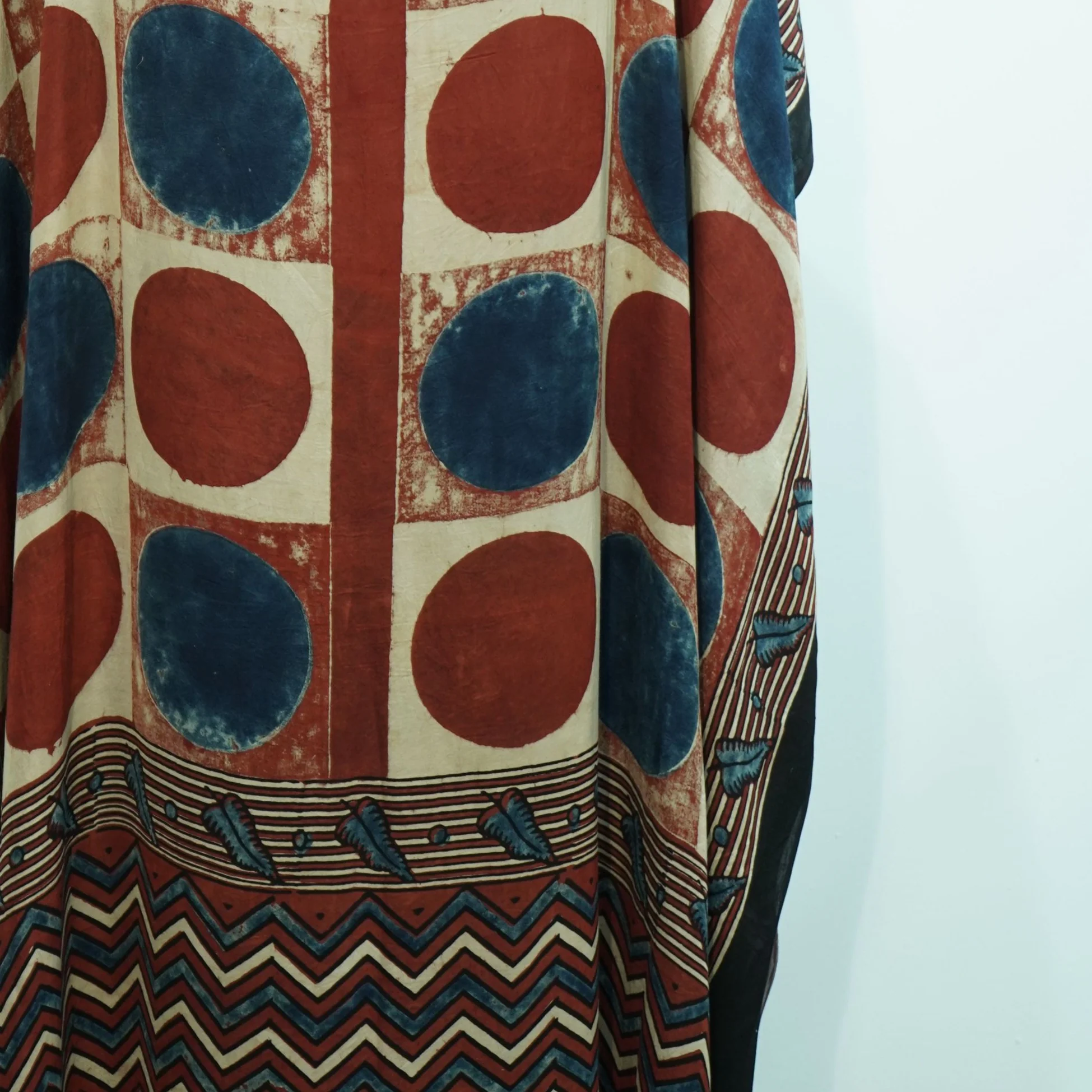 Red with Cream Polka Dot print Modal Silk Kaftan EEG-31633 - Image 4