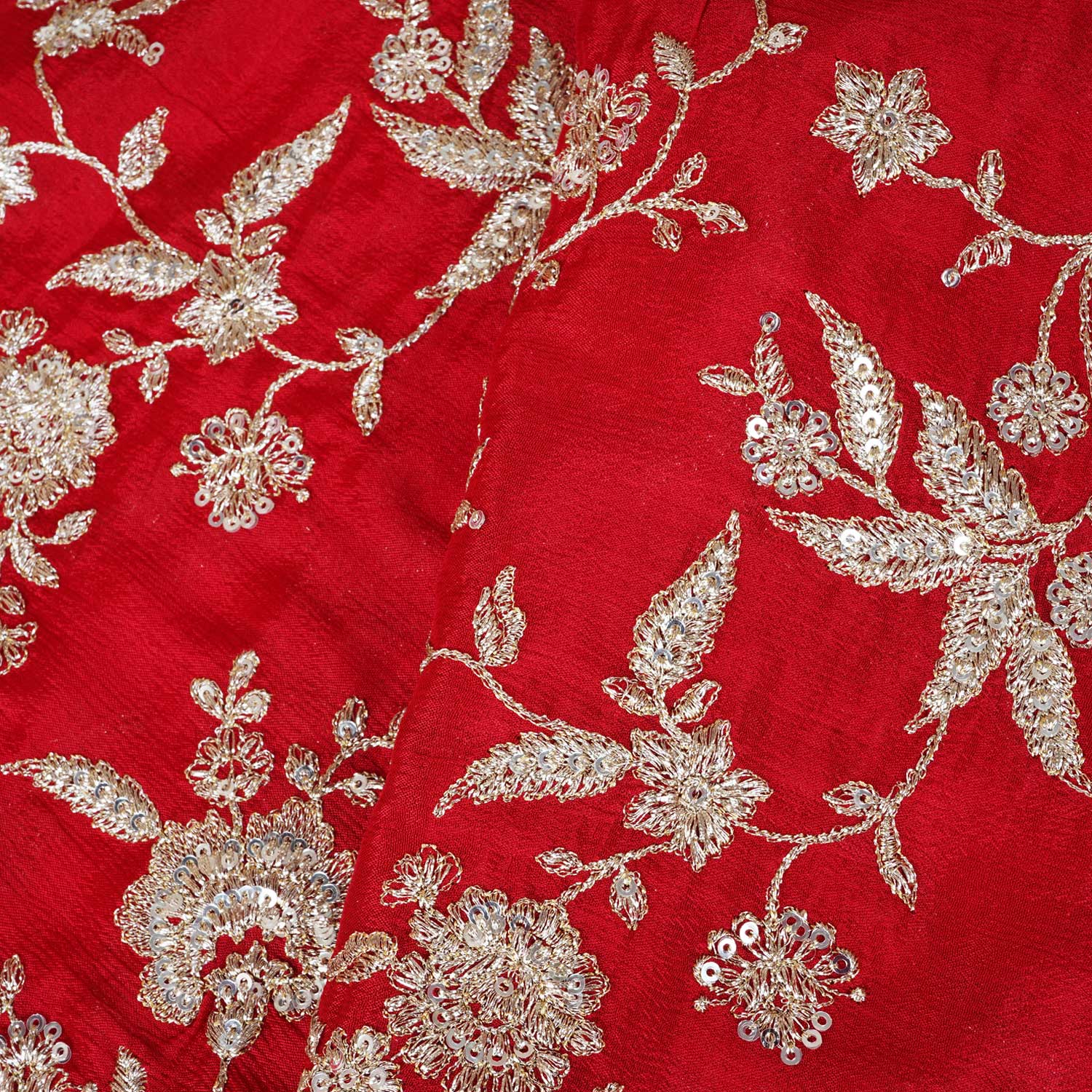 Red Zari Embroidery Chinnon Fabric RA-28183 - Image 3