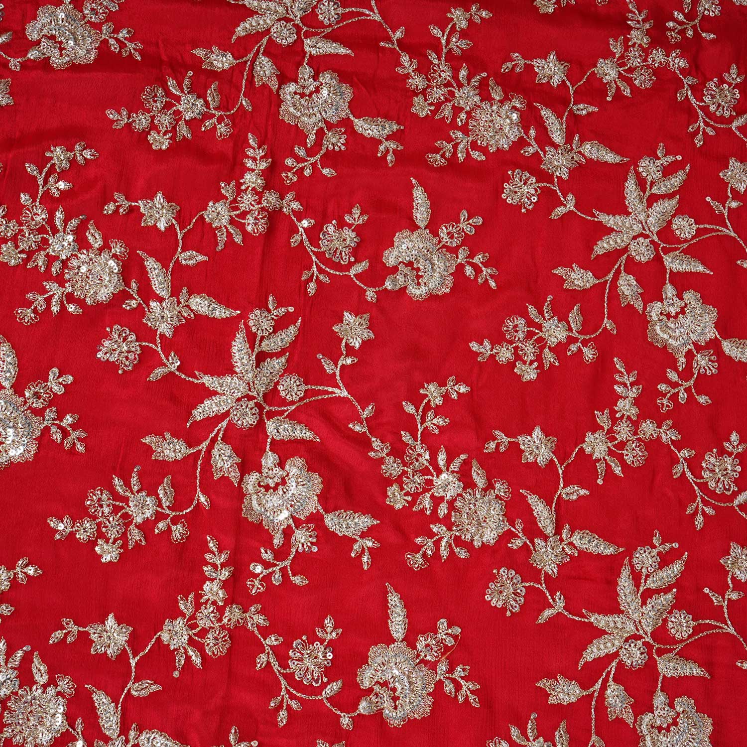 Red Zari Embroidery Chinnon Fabric RA-28183 - Image 4