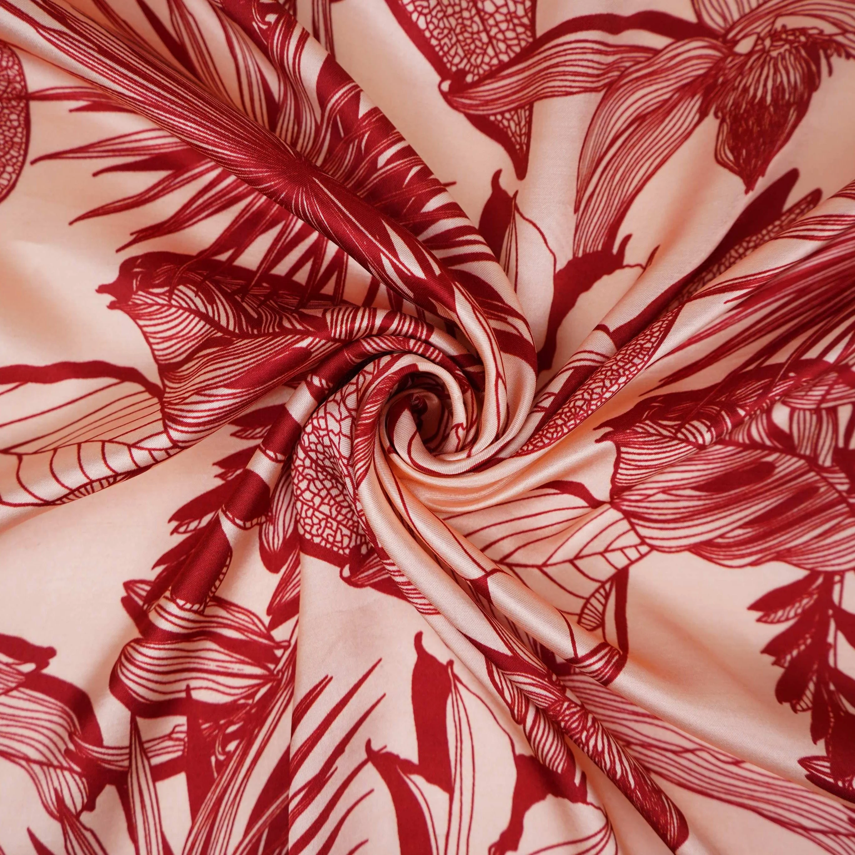 Rose Gold floral print Silk Satin Fabric NVC-31564 - Image 4
