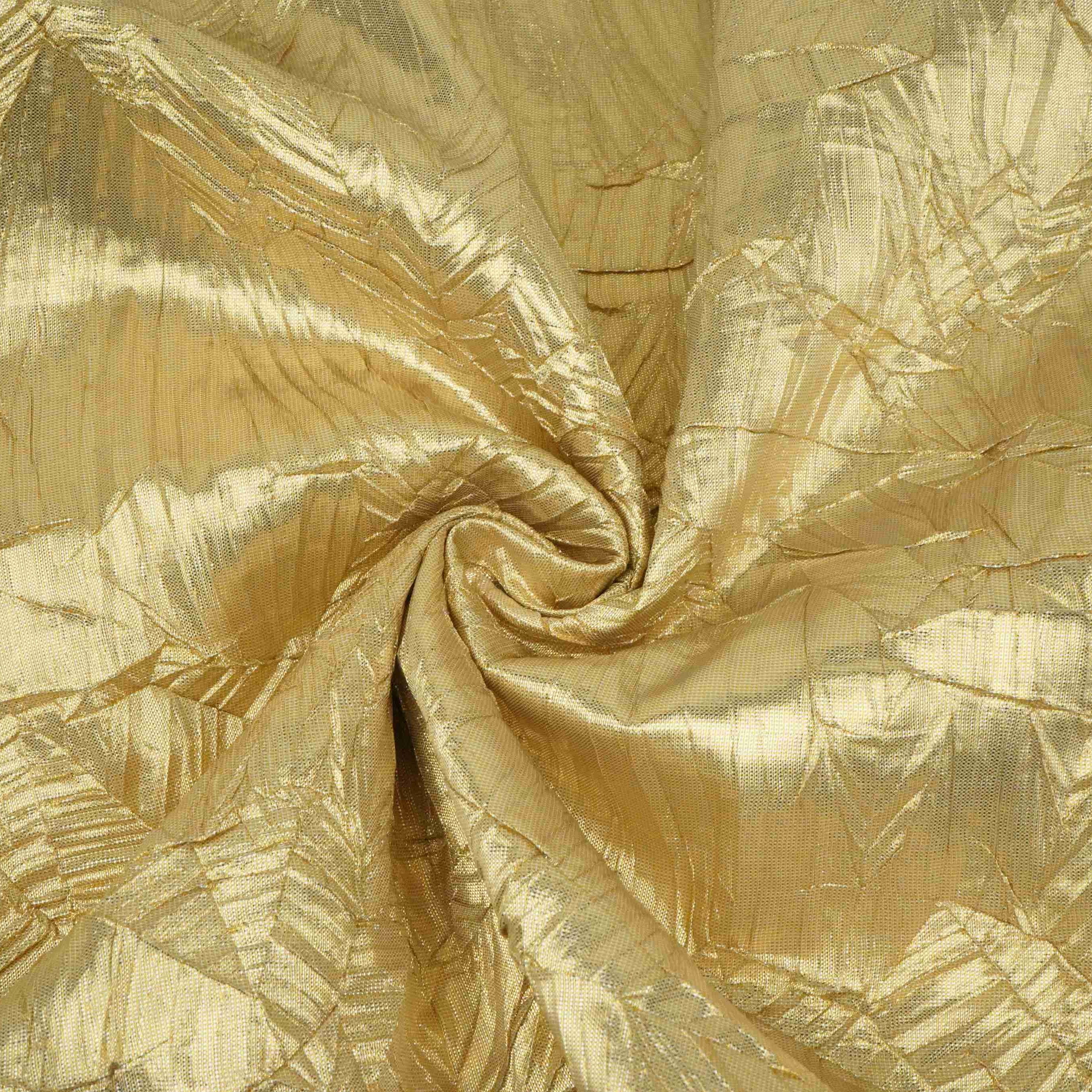 Rose Pink Gold Zari Crush Fabric VCL-32269 - Image 4