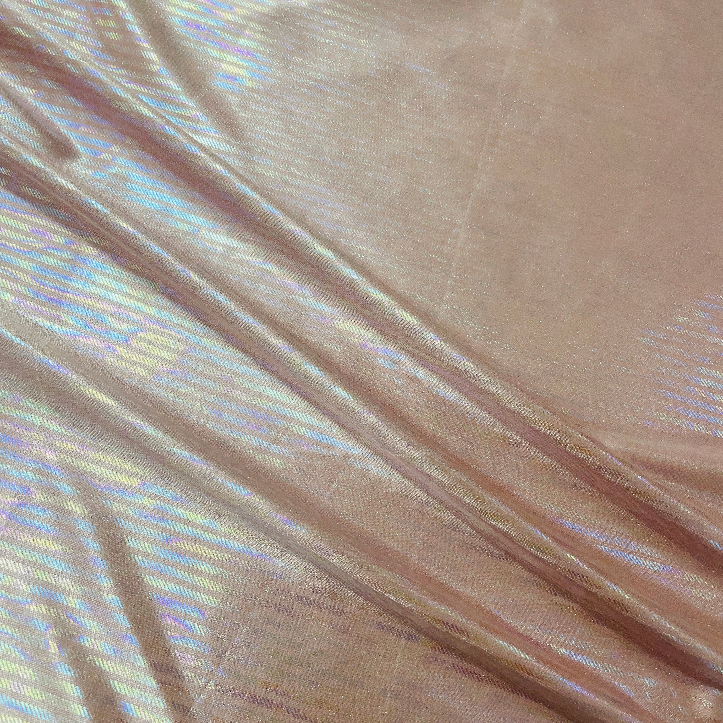 Rose Pink Stripes D Rainbow With Lurex Knit Lycra Fabric - Image 3