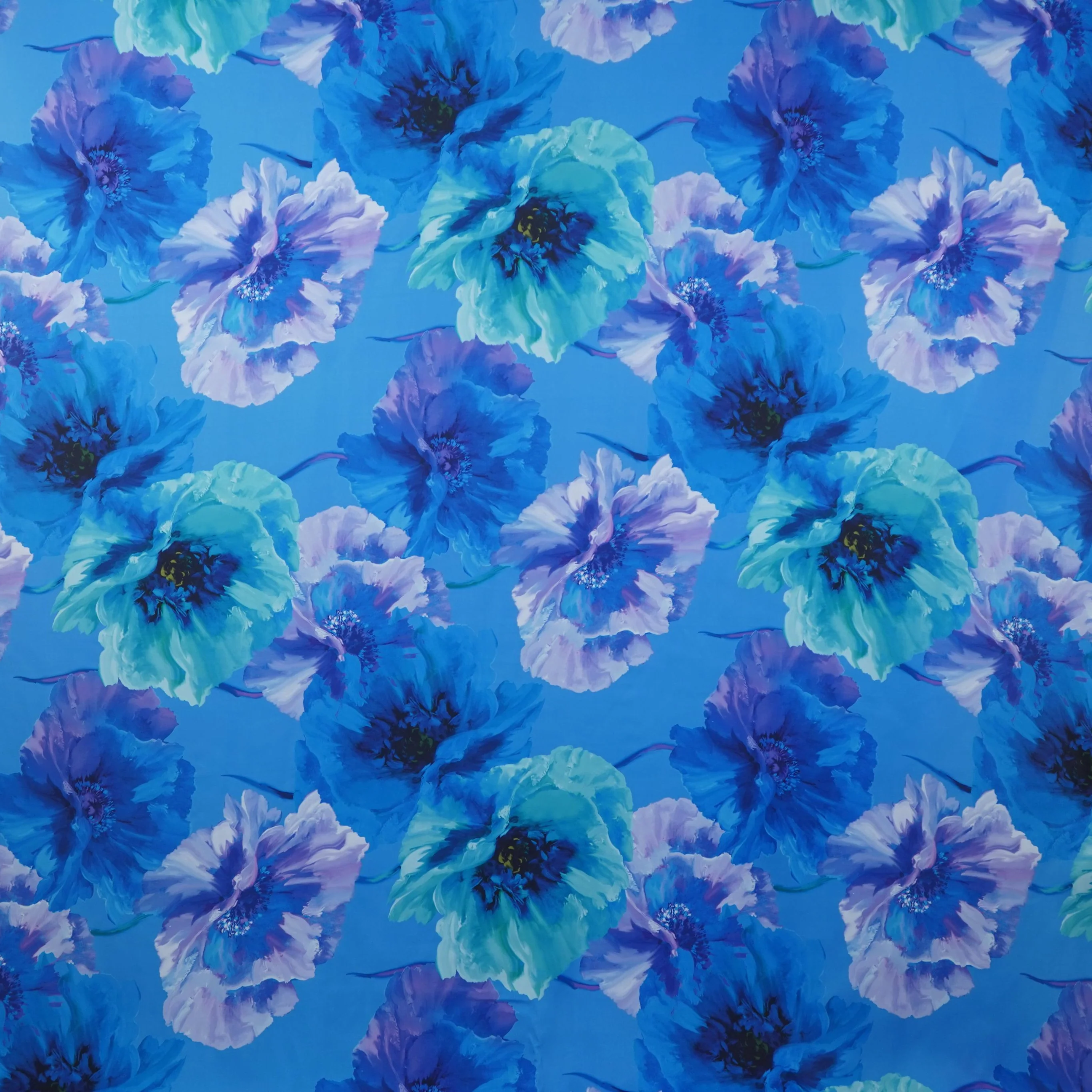 Royal Blue floral print Modal Silk Fabric MTF-31493 - Image 2