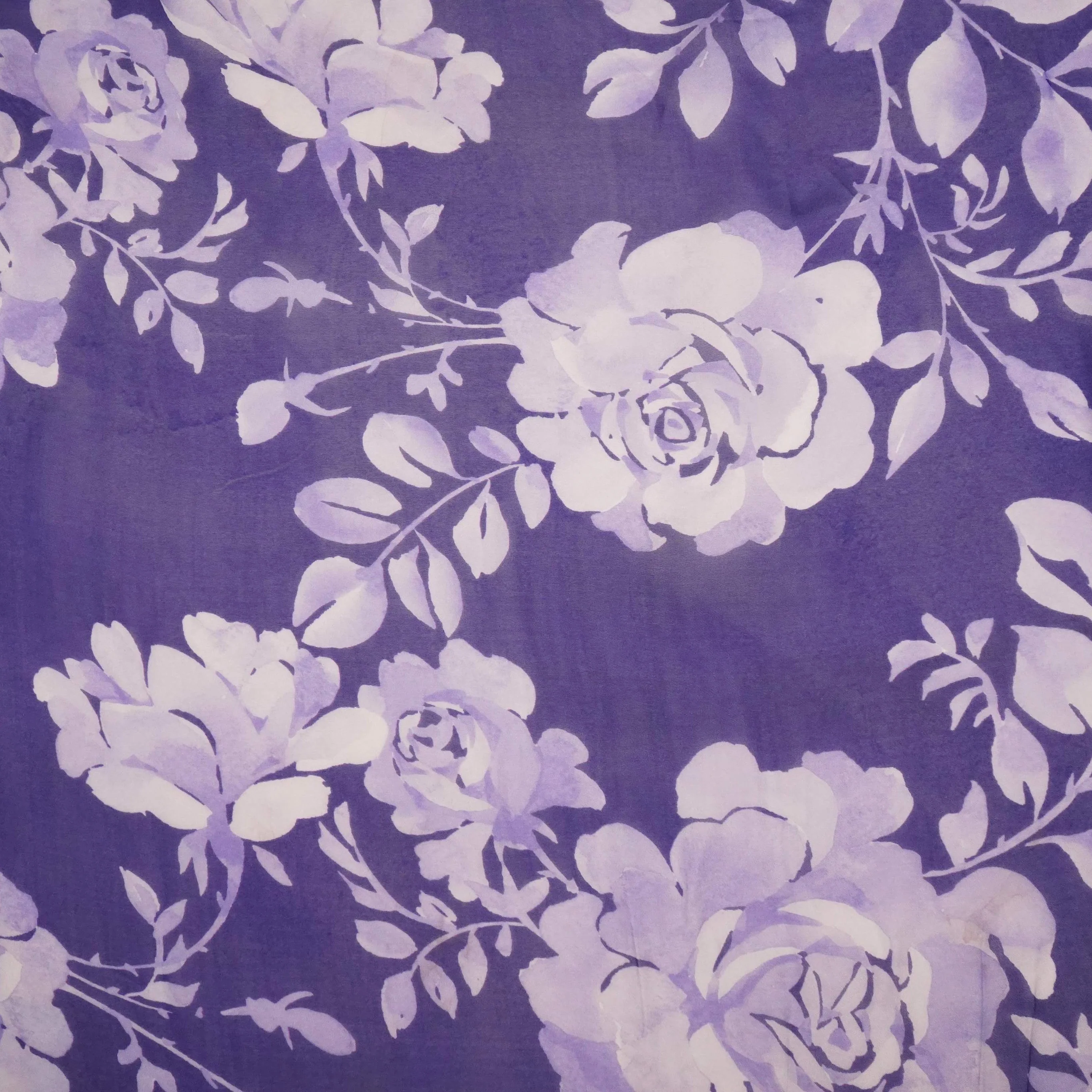 Royal Blue Floral Print Organza Fabric MT-30683 - Image 2