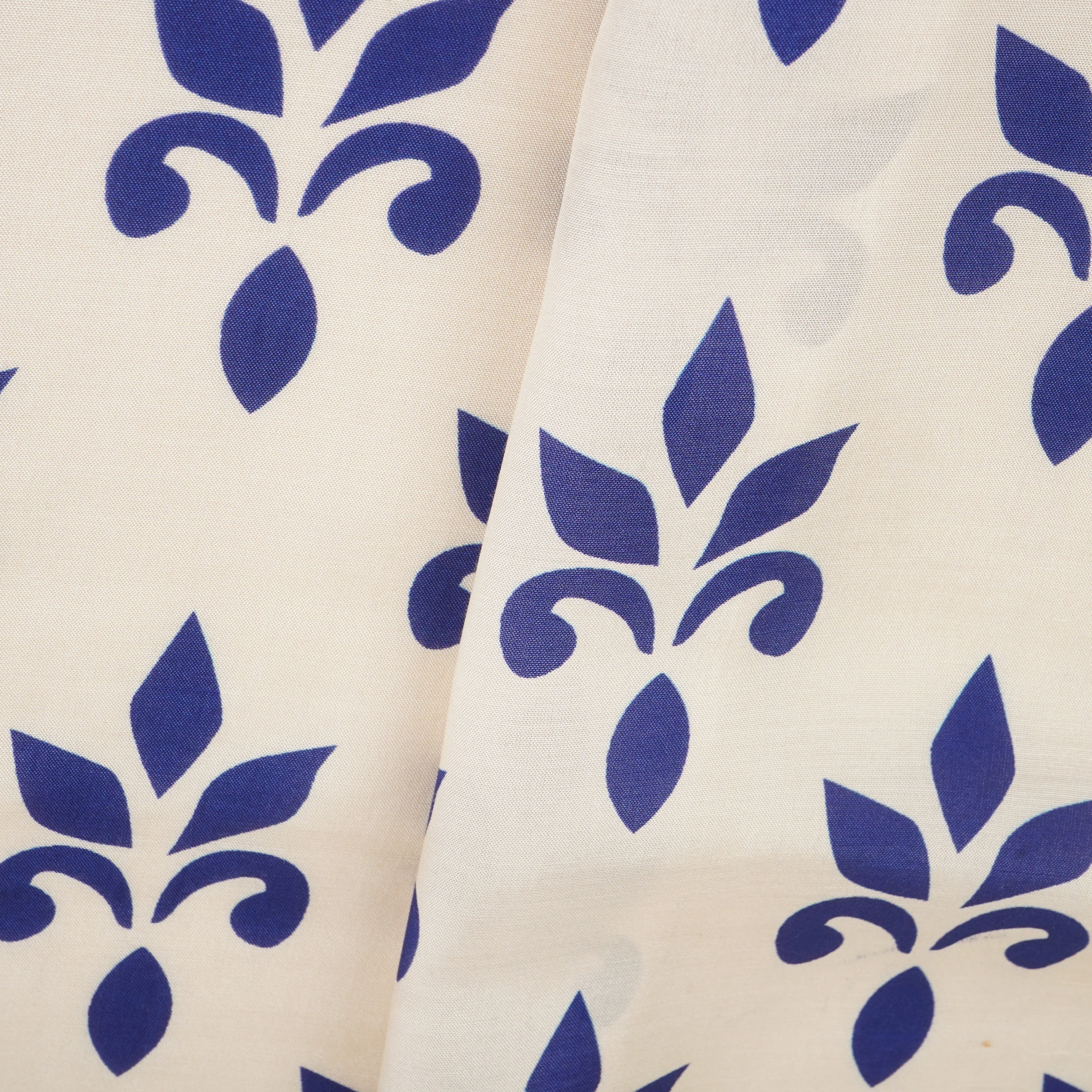 Royal Blue with Off White Floral Print Muslin Fabric MT-29392 - Image 4