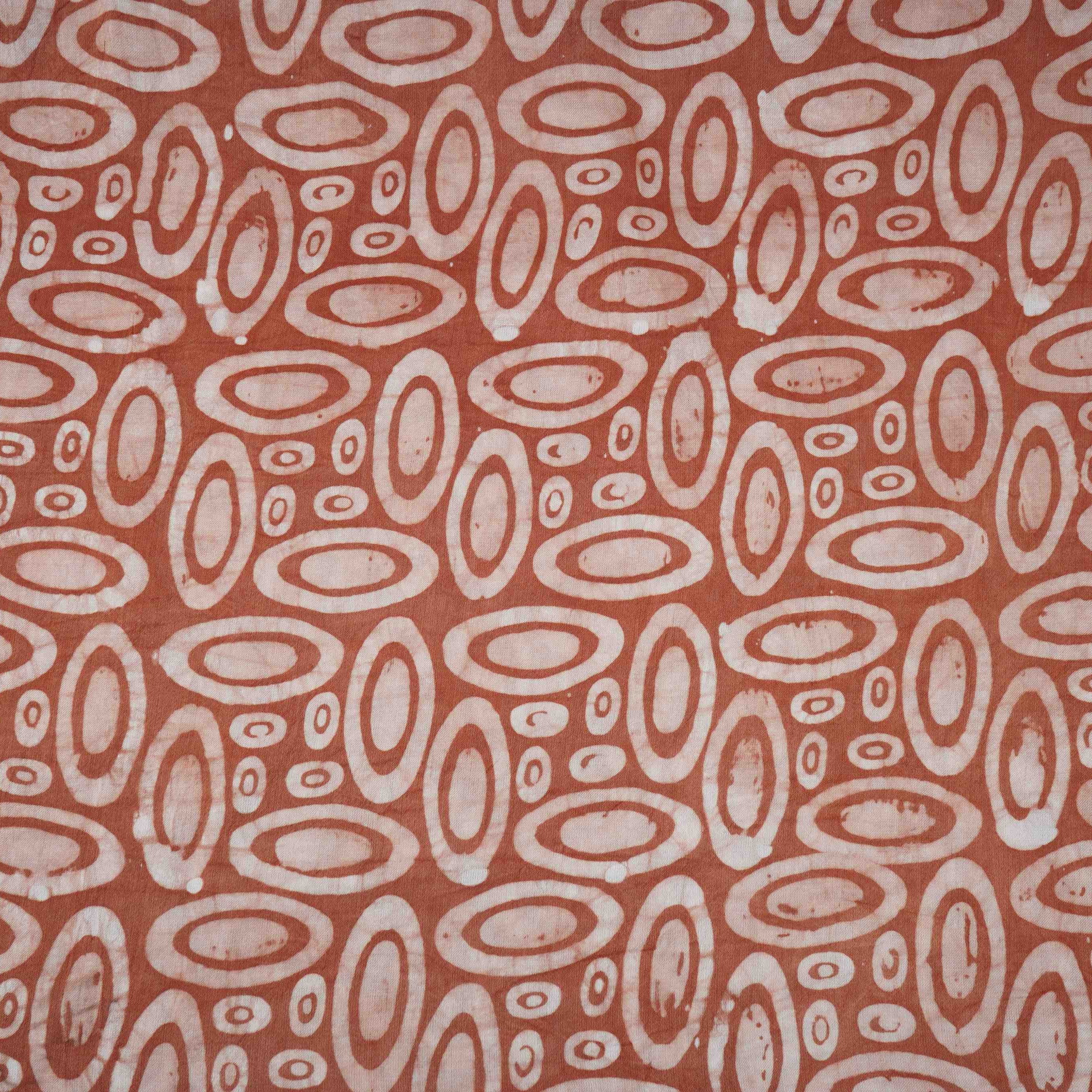 Rust Brown Circle Batik Print Modal Satin Fabric EEG-32475 - Image 2