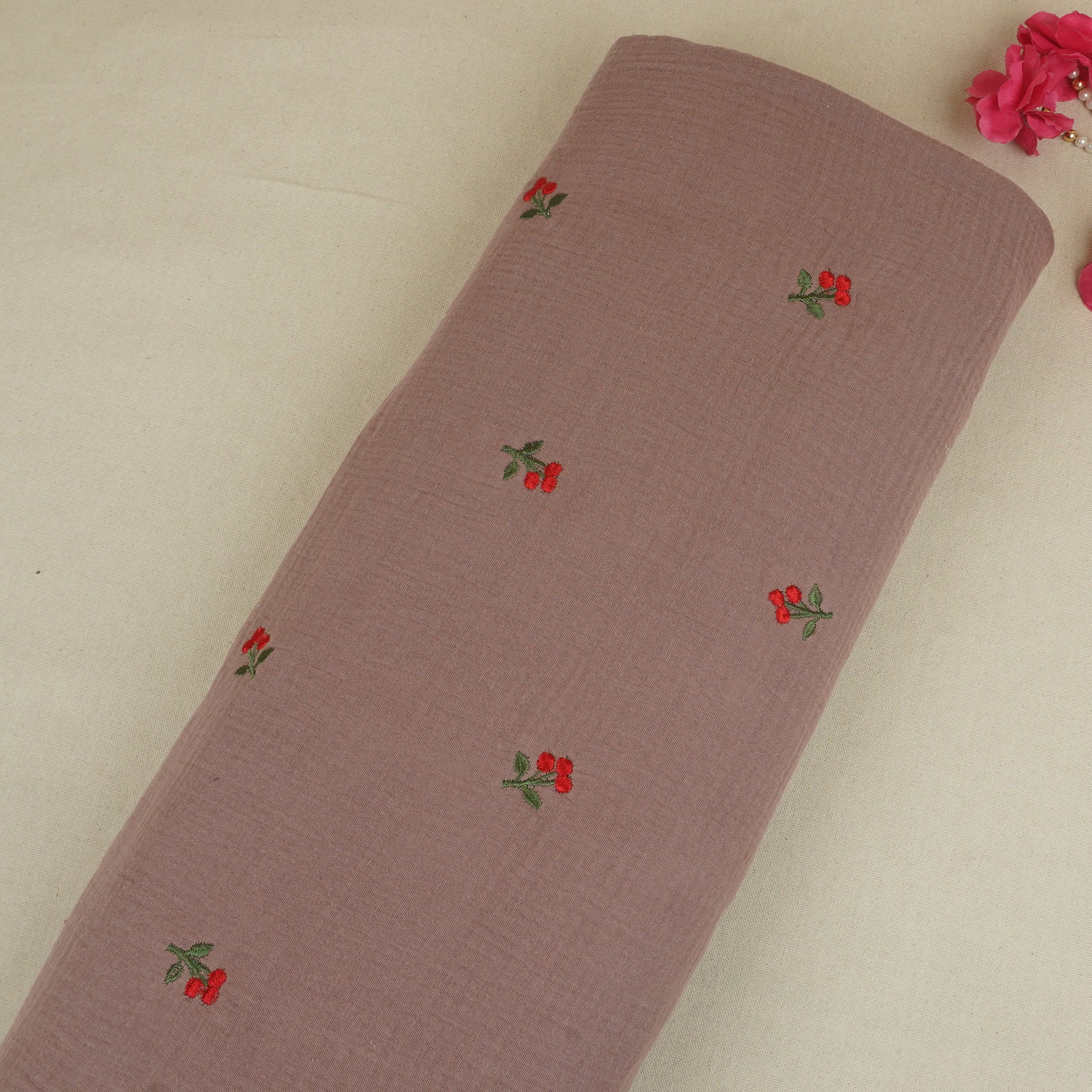 Rust Brown Hand embroidery Double Cotton PDM-29472