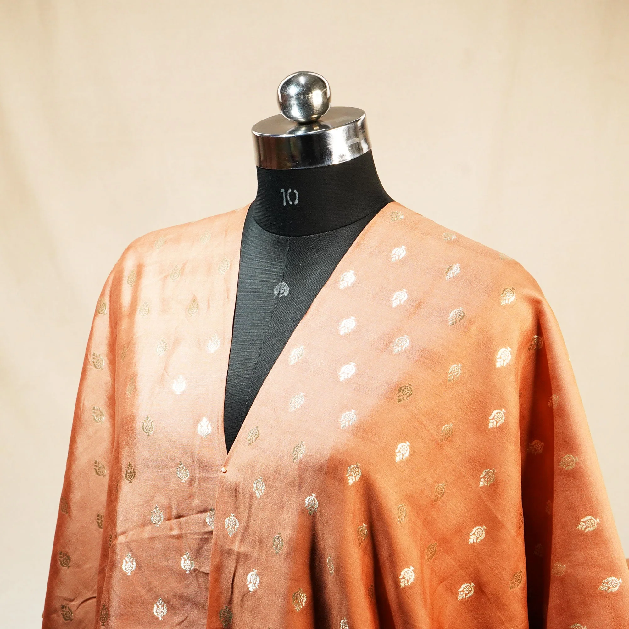 Rust Orange Zari Booti Katan Silk YF-24440 - Image 4