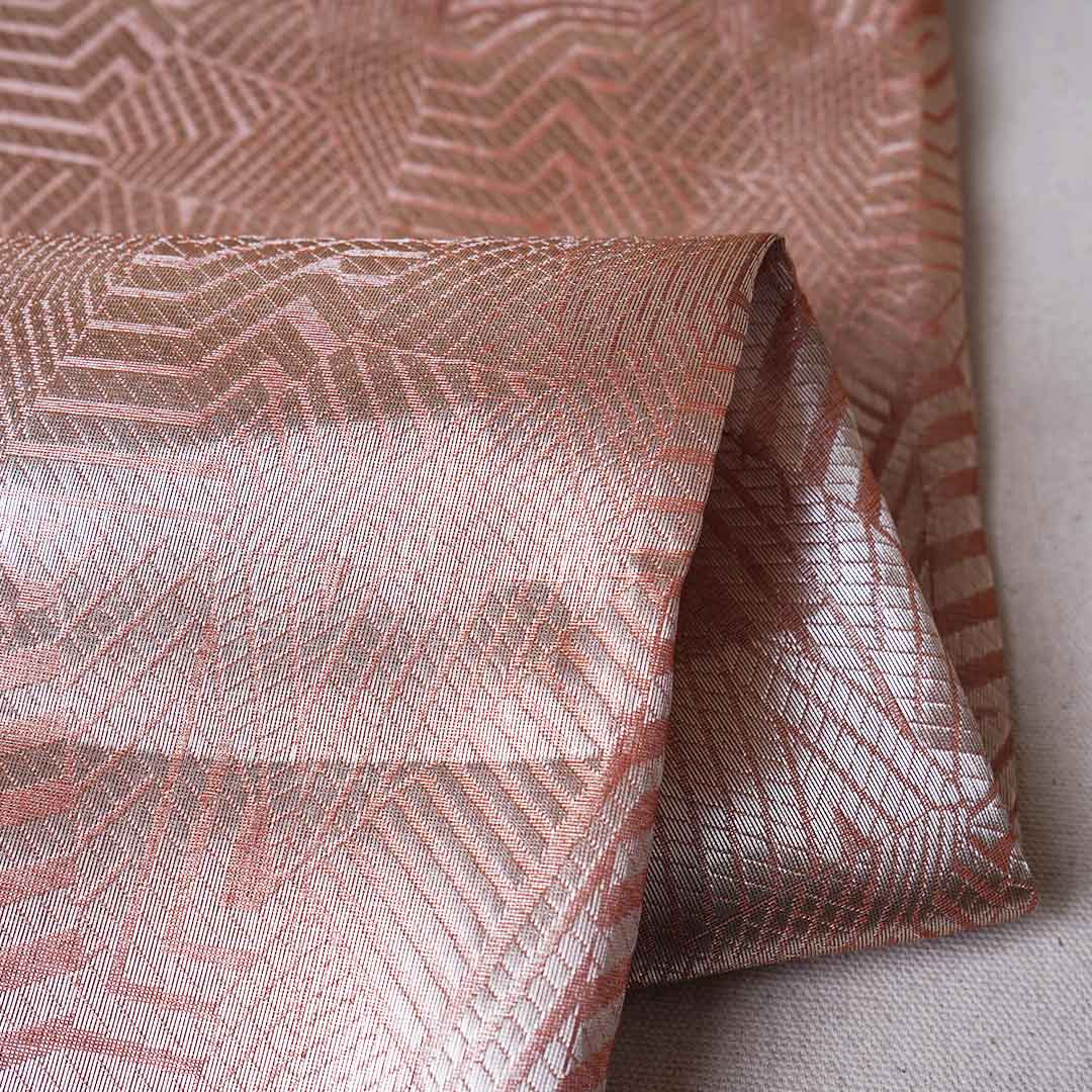 Rust Orange Zari Weave Silk Tissue Fabric CW-28951 - Image 2