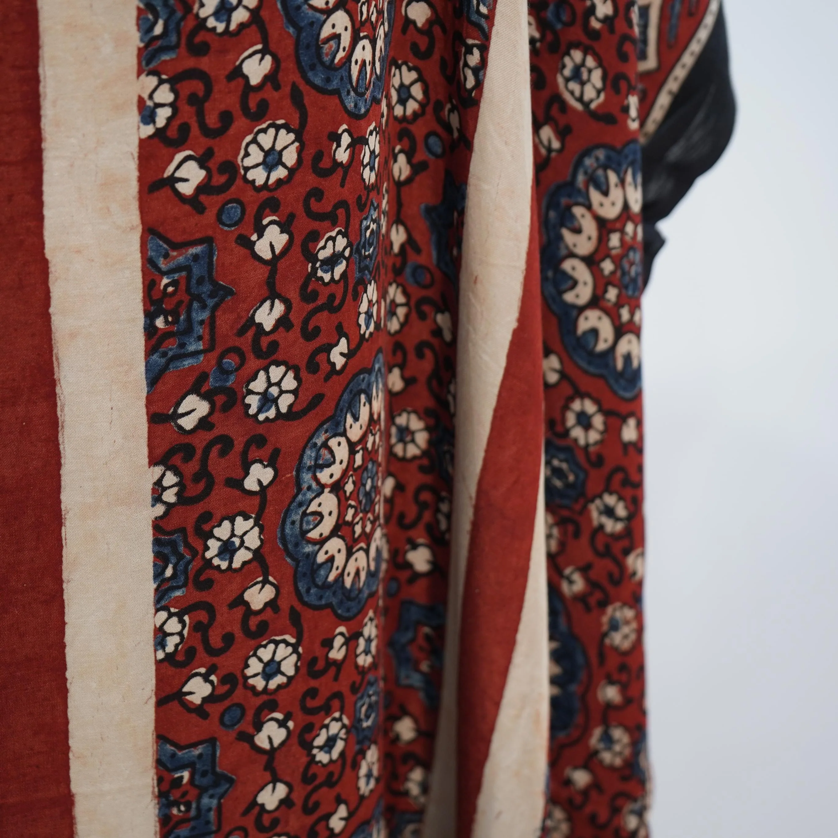 Rust Red Ajrakh print Modal Silk Kaftan EEG-31599 - Image 3