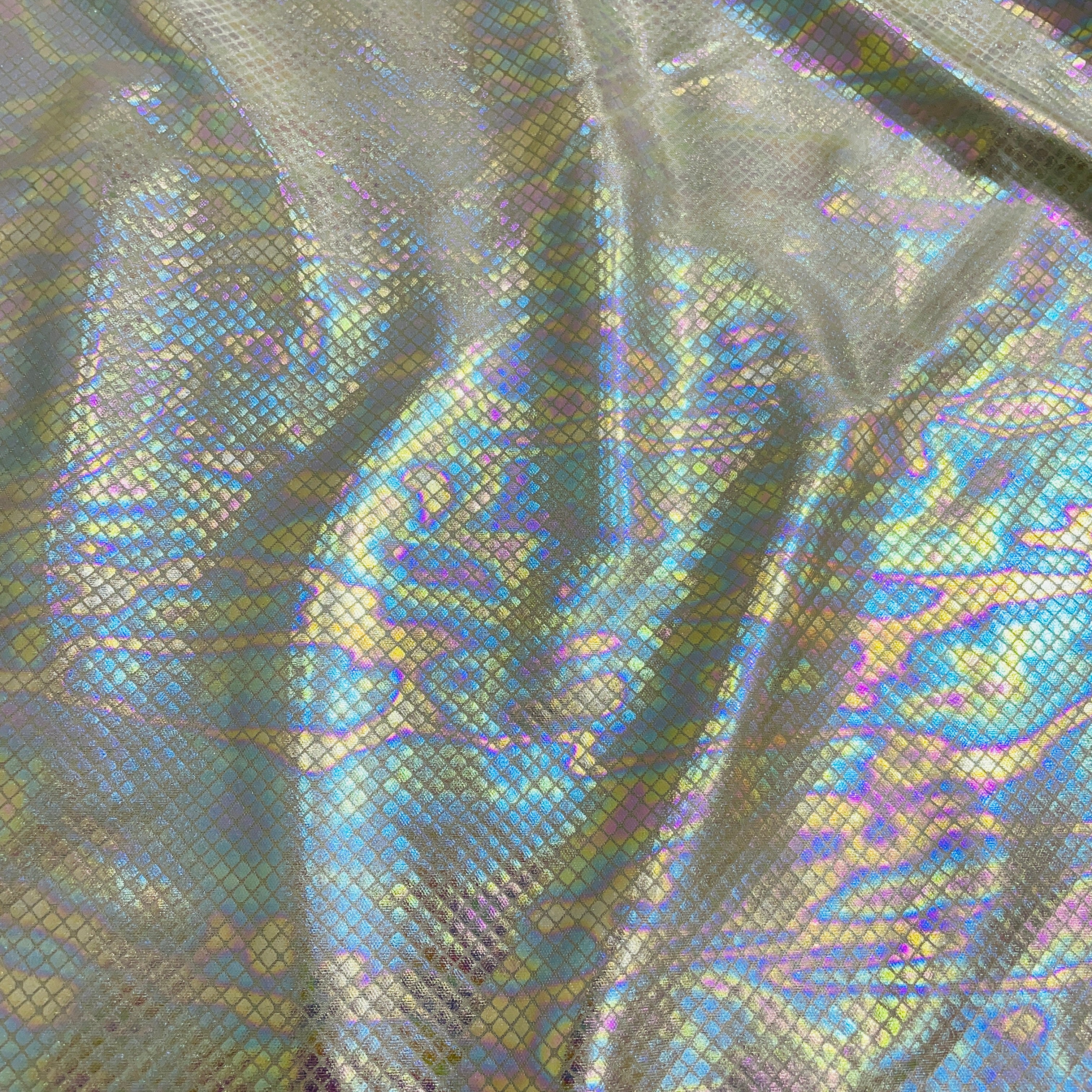 Sage Green Geometerical 3D Ranibow With Lurex Knit Lycra Fabric - Image 2