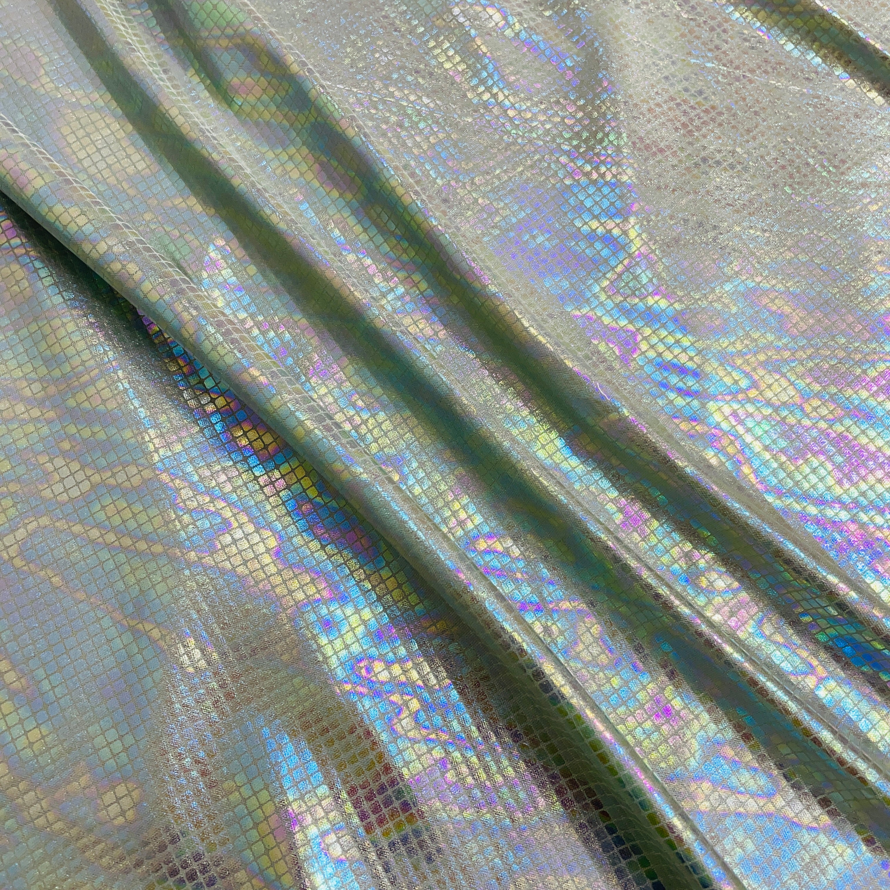 Sage Green Geometerical 3D Ranibow With Lurex Knit Lycra Fabric - Image 3