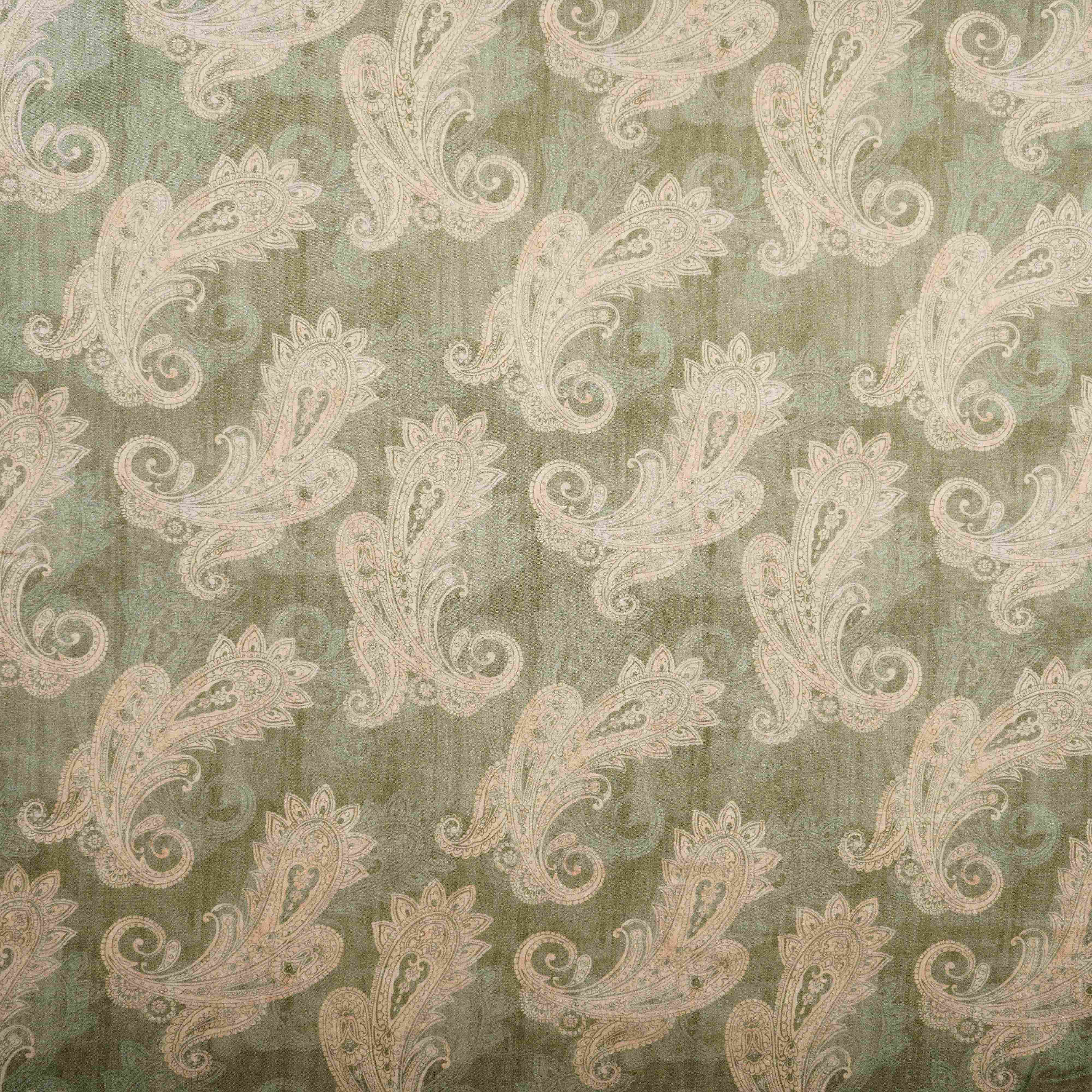 Sage Green Paisley Print Cotton Mulmul Fabric PG-30475 - Image 2