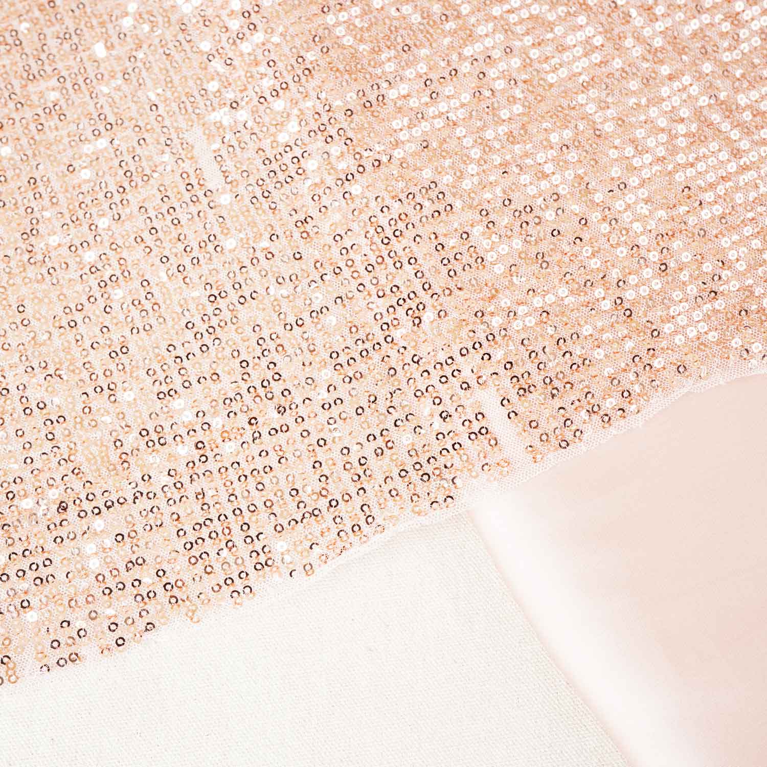 Salmon Pink Sequins & Embrodiery Crushed Power Net Imported Fabric - Image 4