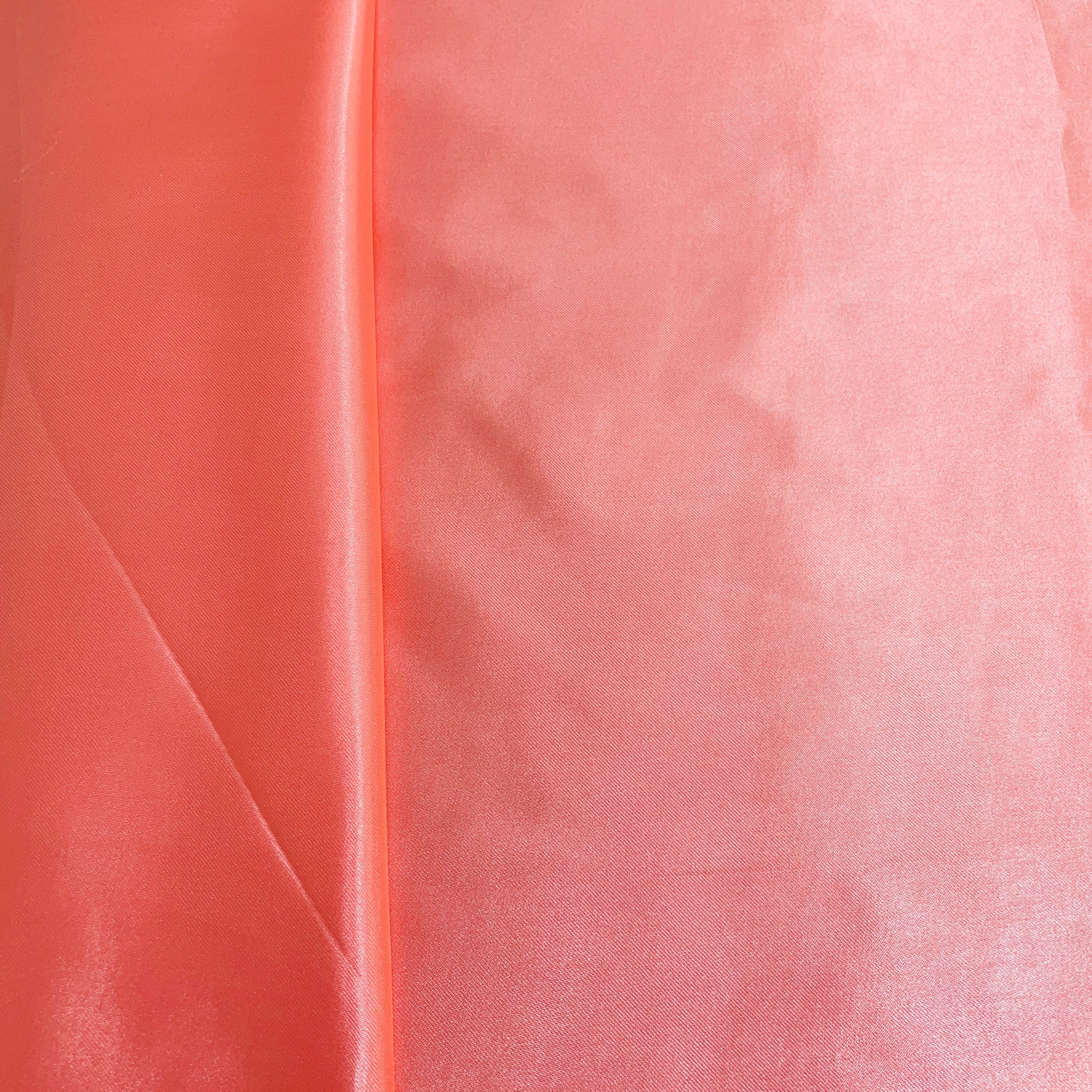 Salmon Pink Solid Satin Fabric - Image 3