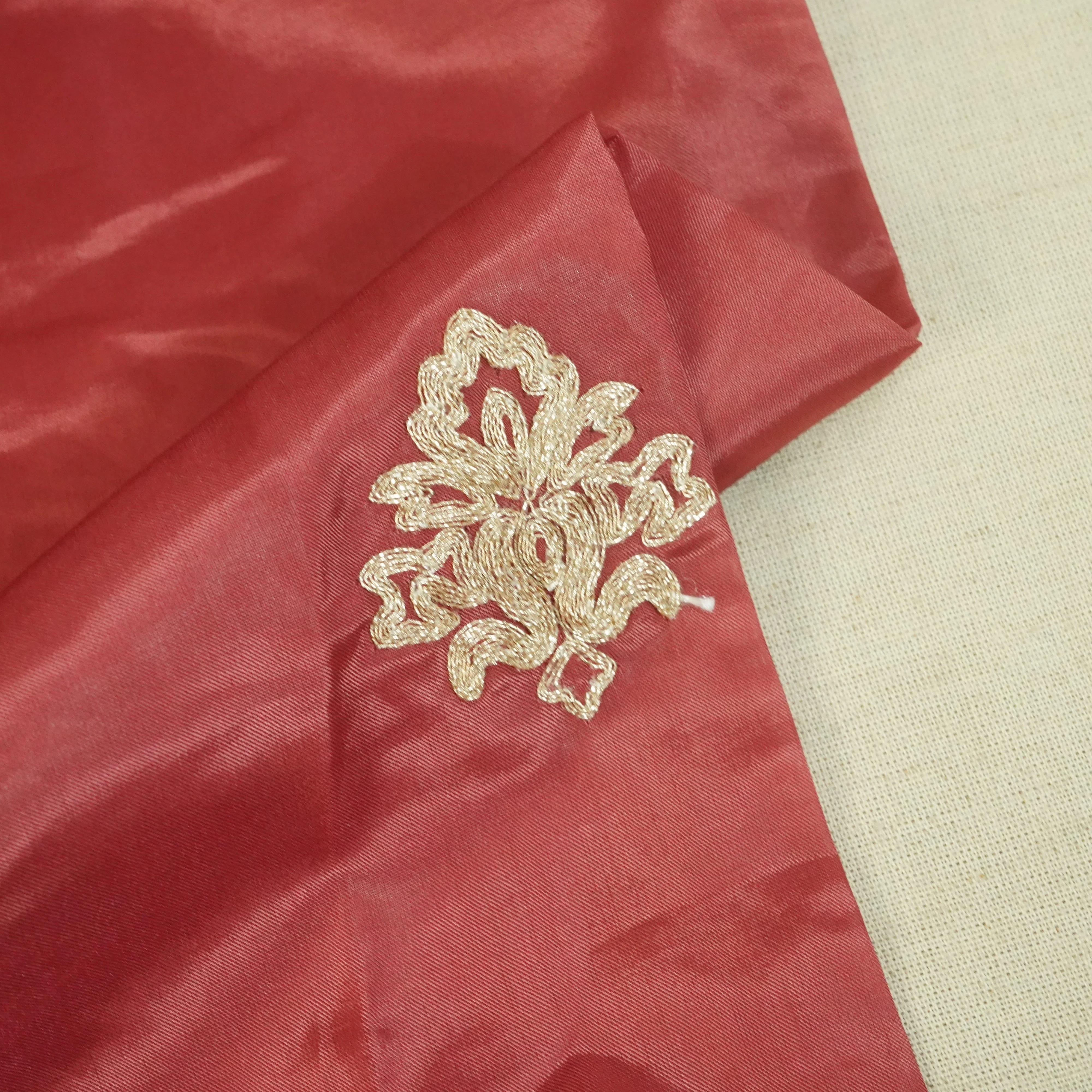 Salom Pink Zari Embroidery Silk Organza- WI-26991 - Image 4