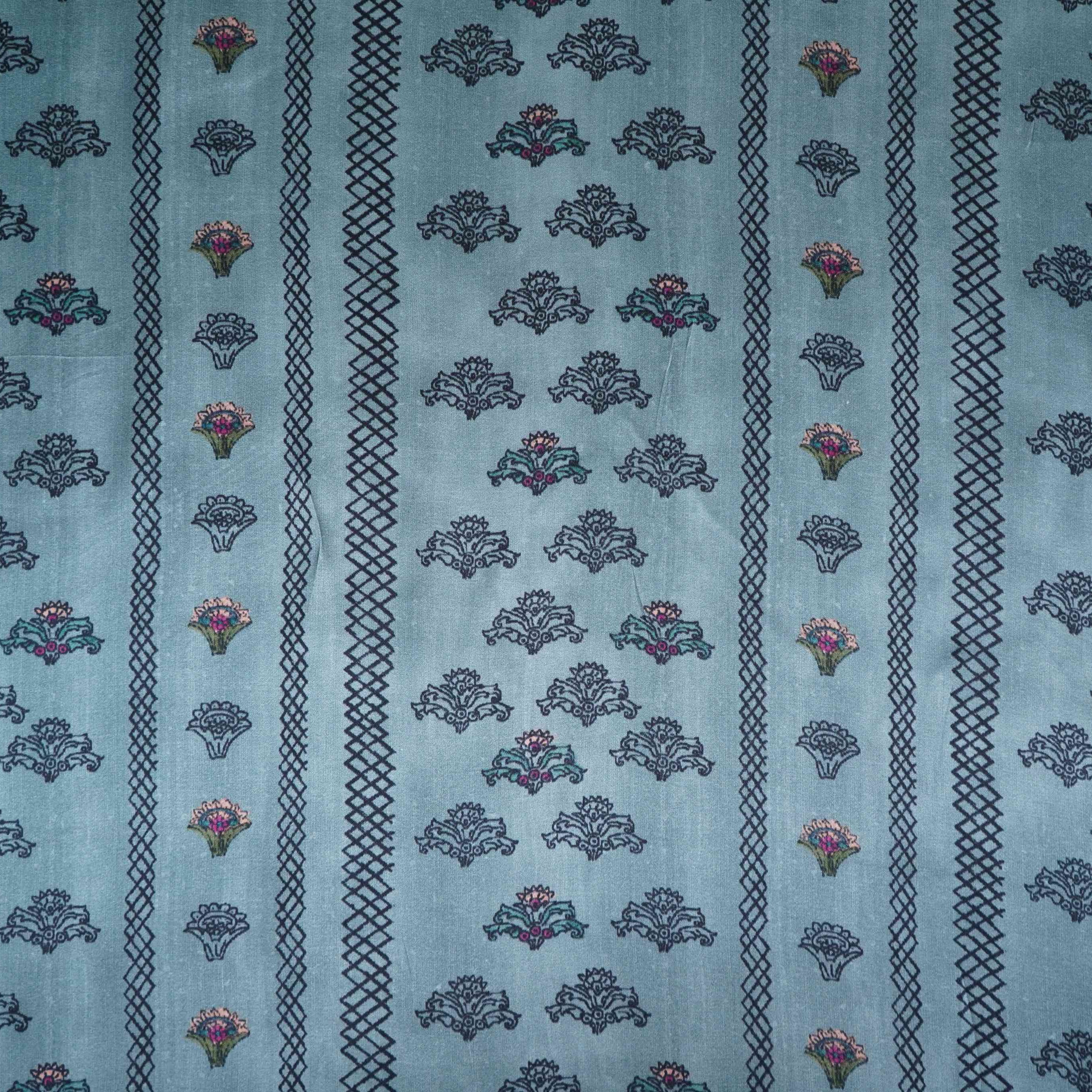 Sea Green Ajrakh print Bemberg Modal Silk Fabric KTP-31434 - Image 2