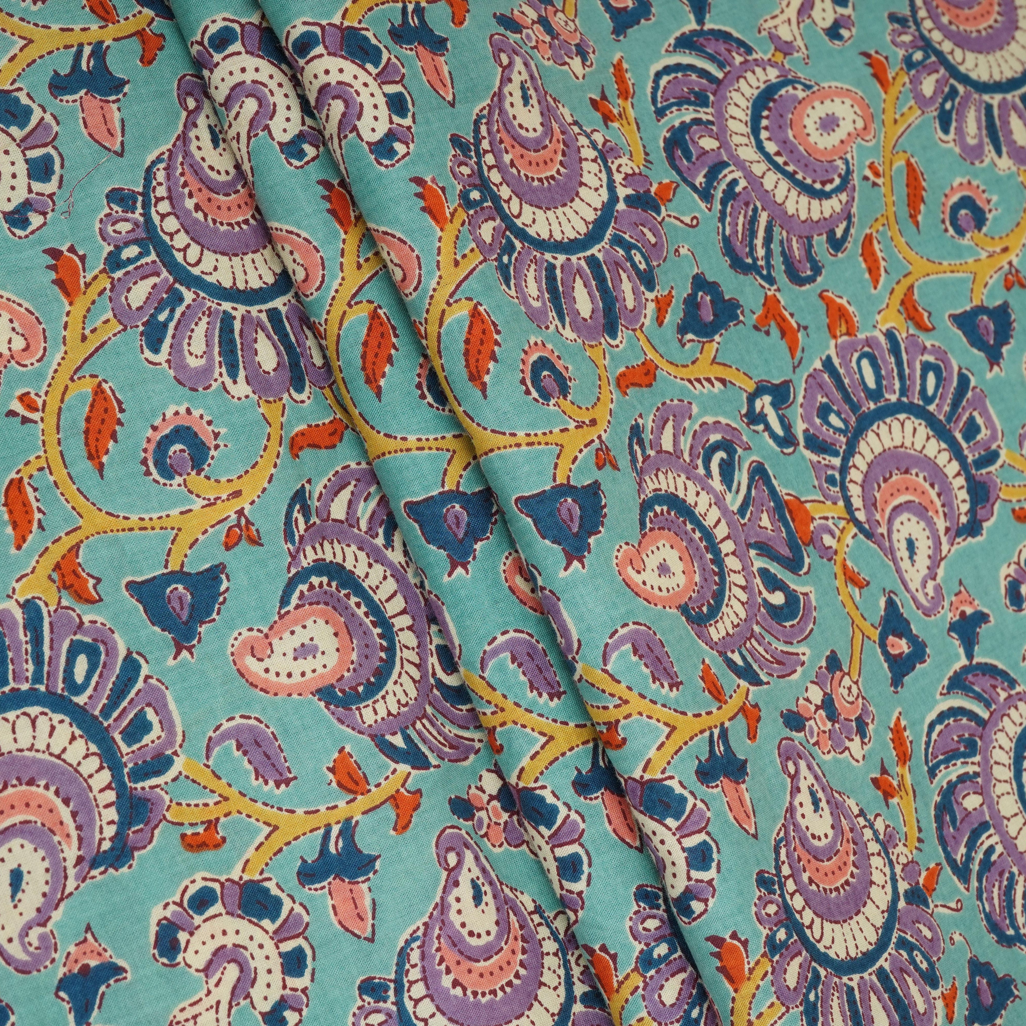 Sea Green Floral Print Cotton Fabric AFI-29563 - Image 4