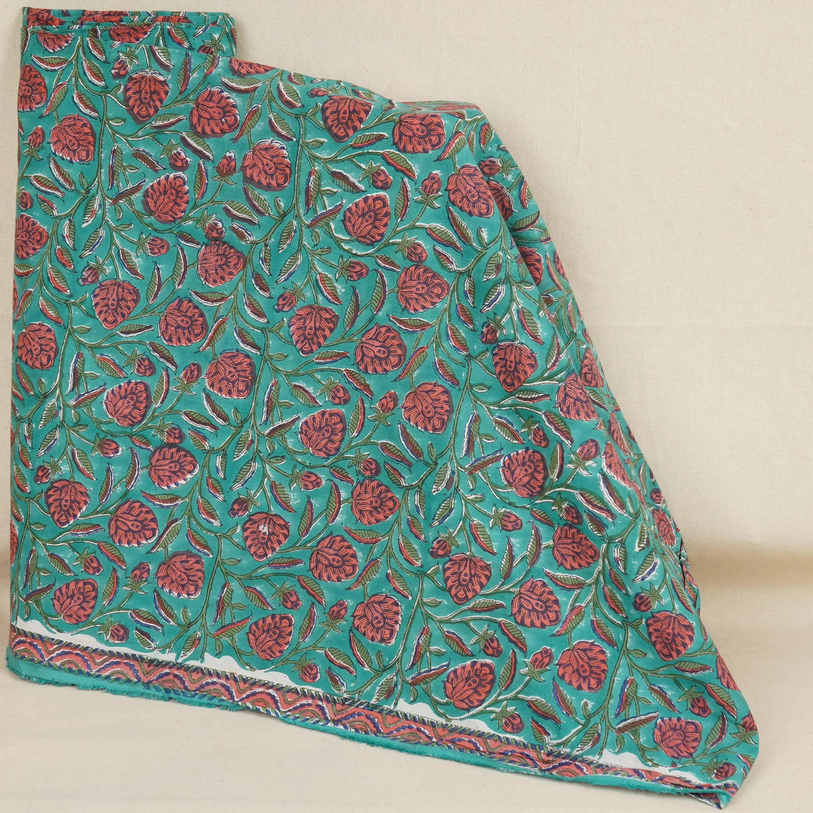 Sea Green floral print Cotton Fabric AFI-29605