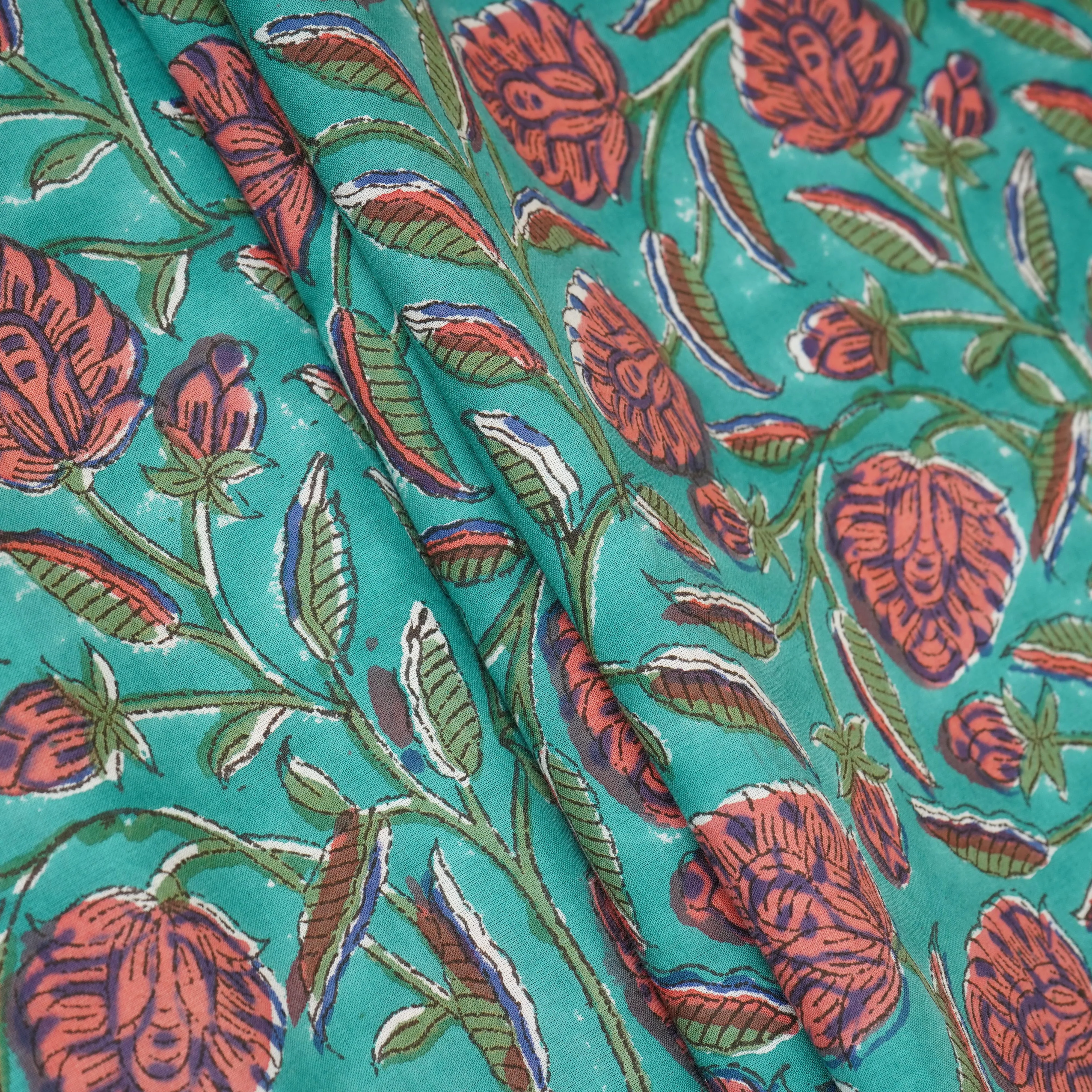 Sea Green floral print Cotton Fabric AFI-29605 - Image 4