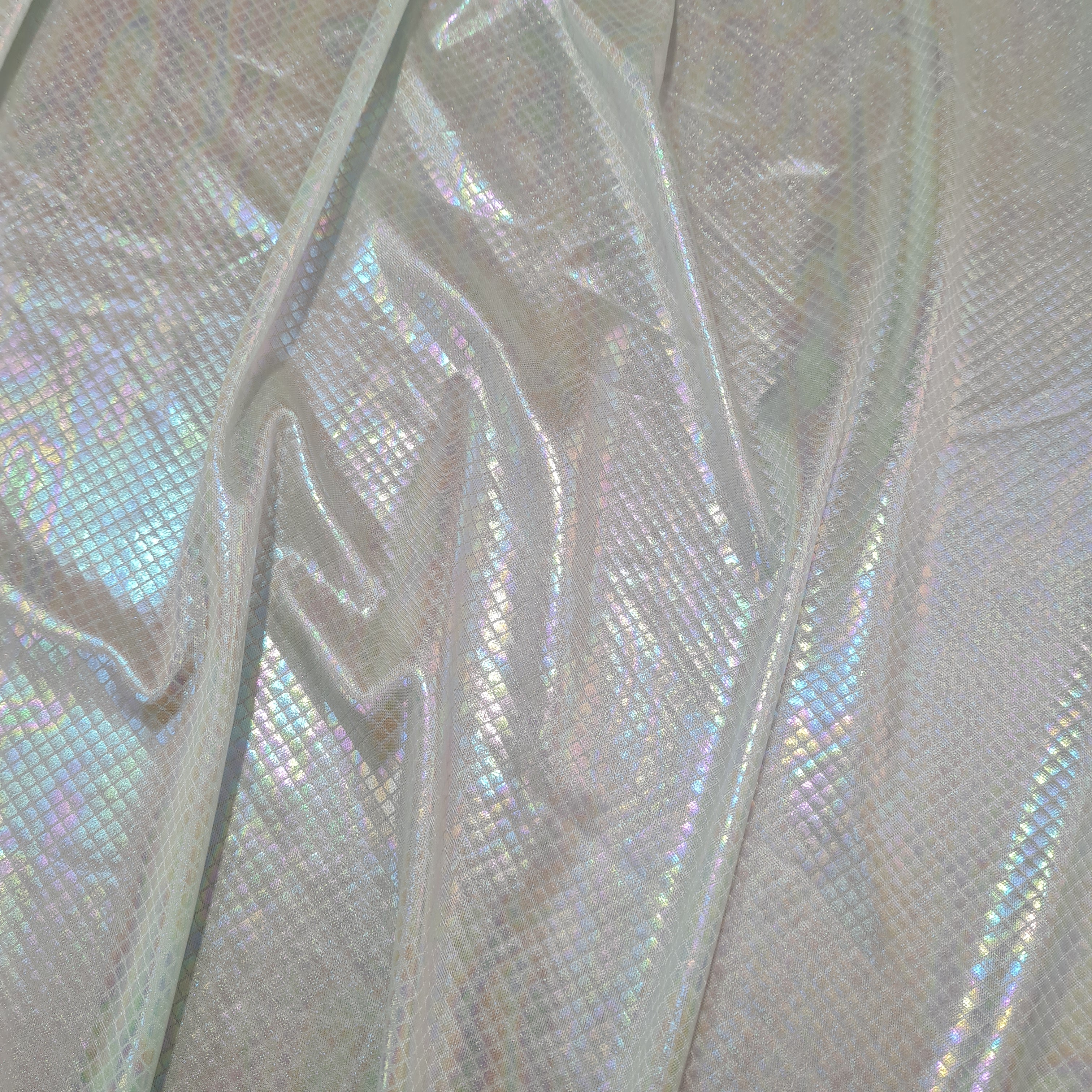 Sea Green Geometerical D Rainbow With Lurex Knit Lycra Fabric - Image 3