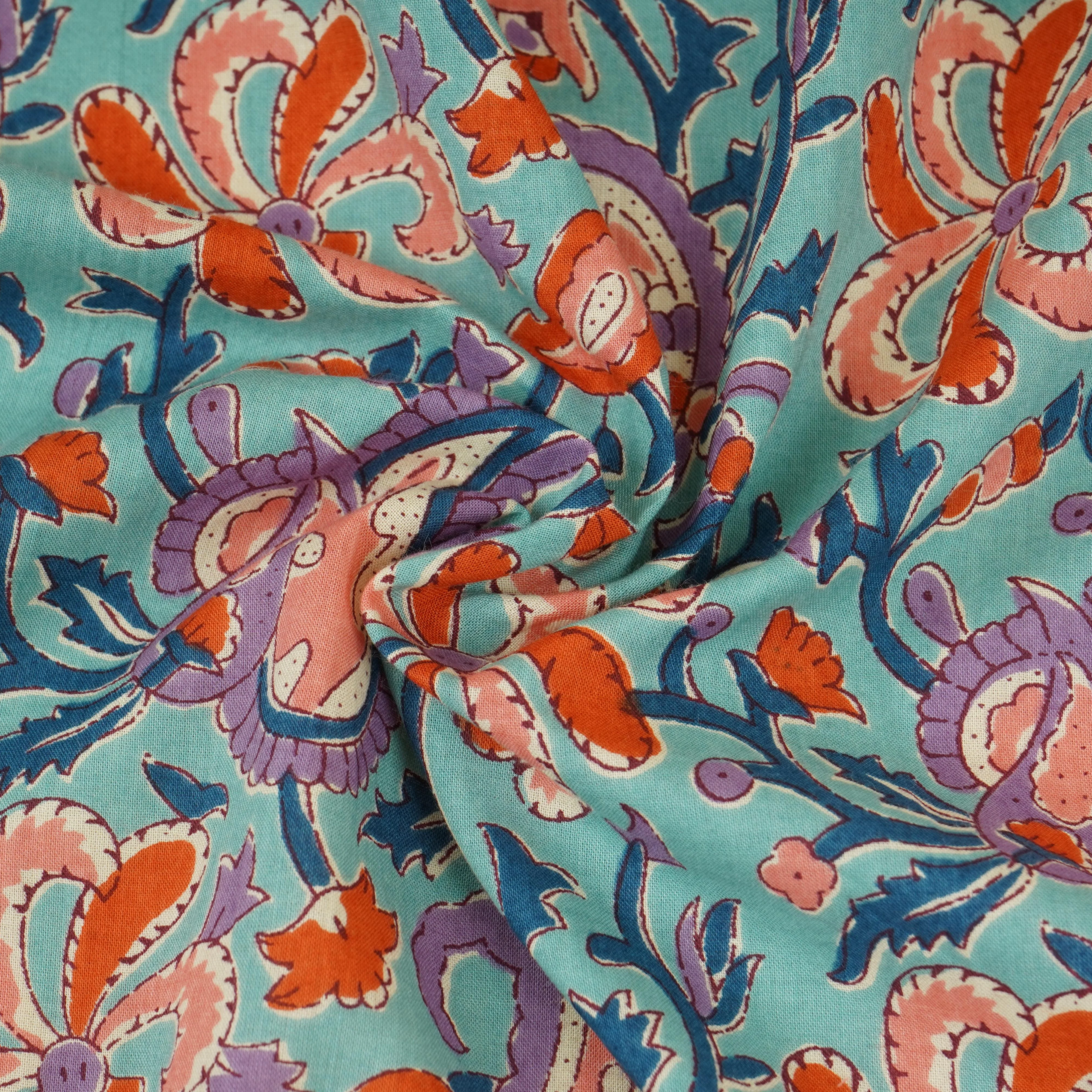 Sea Green Paisley Print Cotton Fabric AFI-29554 - Image 2