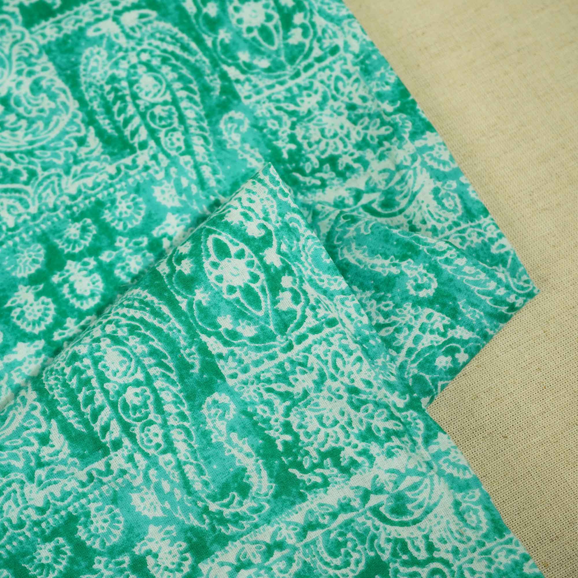 Sea Green Paisley Print Cotton Fabric MFL-23705 - Image 2