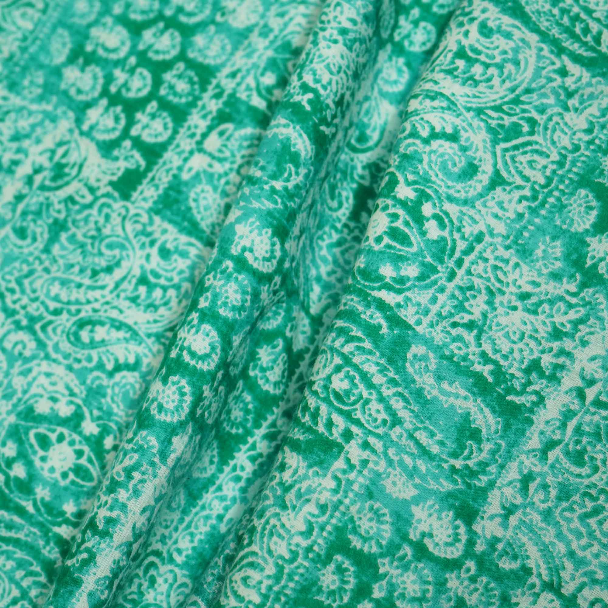 Sea Green Paisley Print Cotton Fabric MFL-23705 - Image 3
