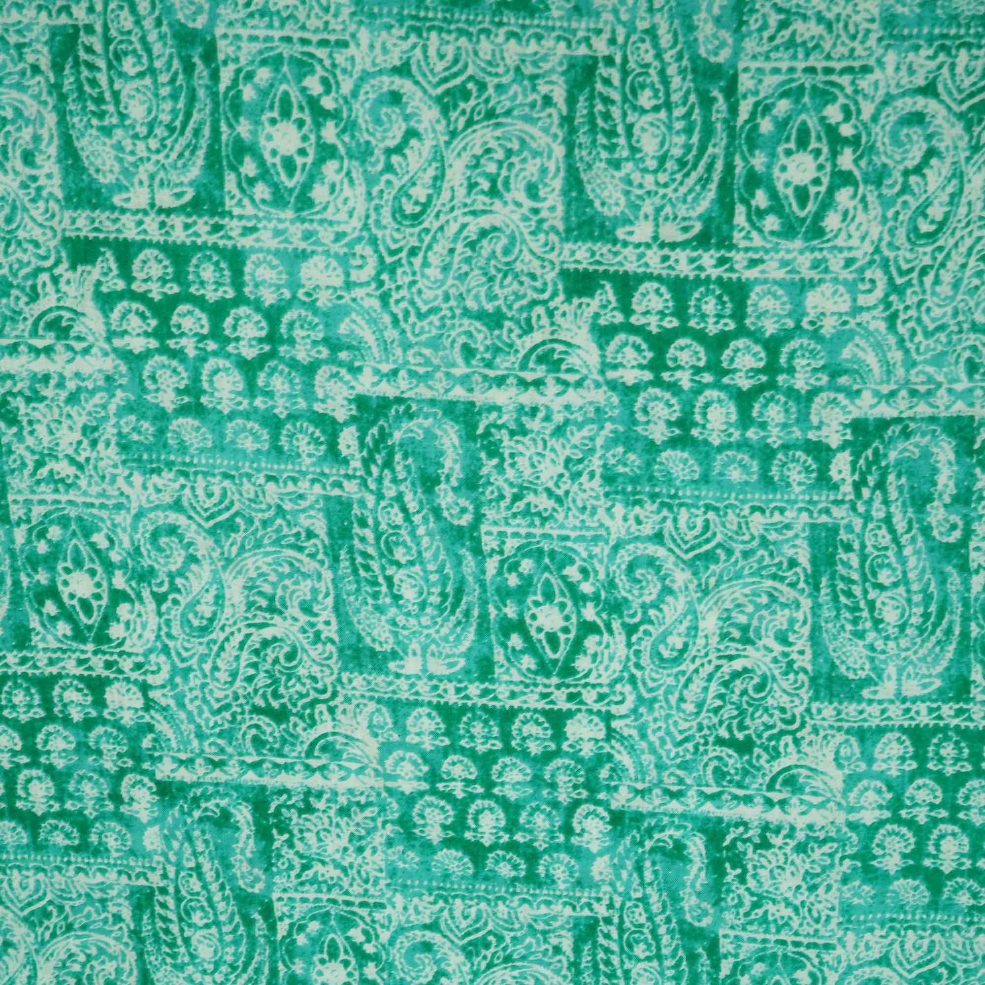 Sea Green Paisley Print Cotton Fabric MFL-23705 - Image 4
