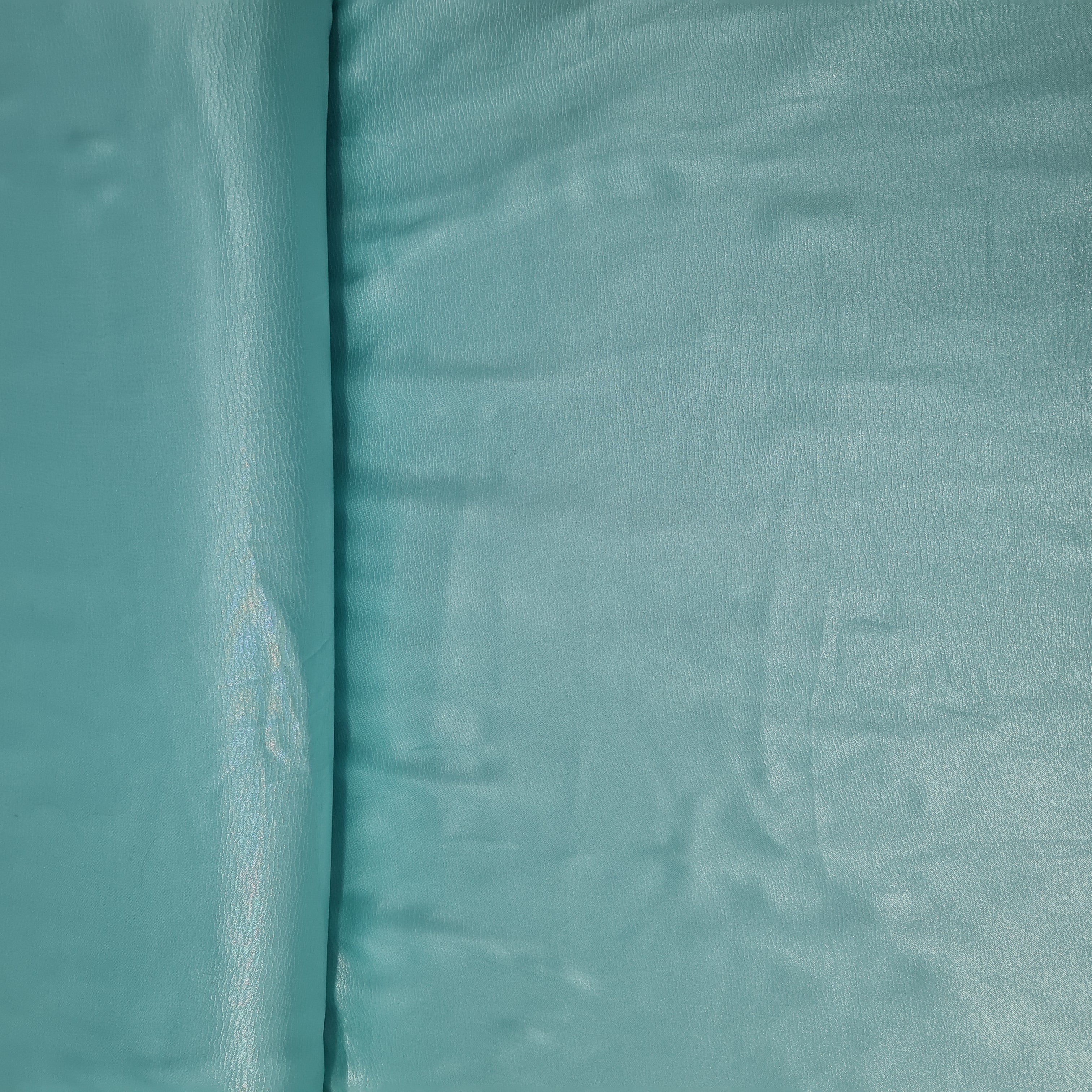 Sea Green Solid Silver Shimmer Georgette Satin - Image 3