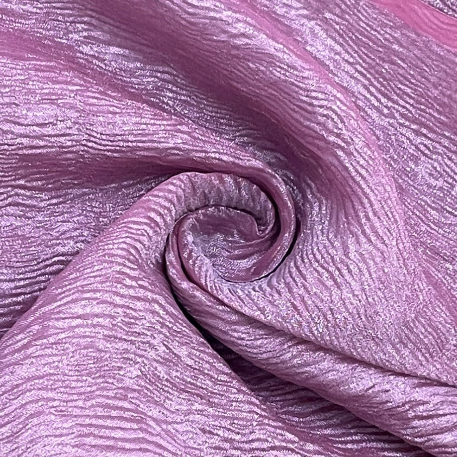 Pink Solid Shimmer Crushed Tissue Fabric 14307