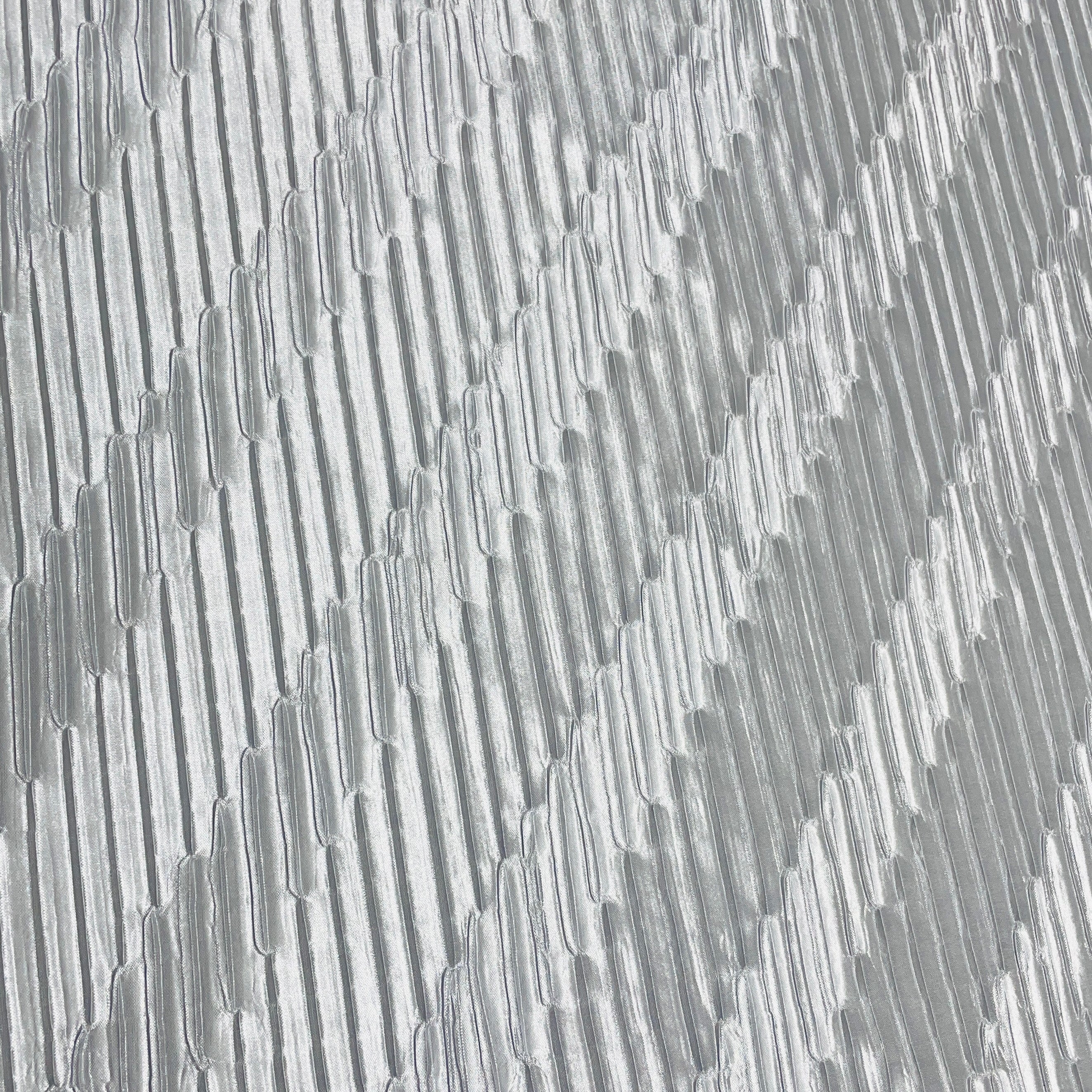 silver Pleated Knit Lycra Fabric - Image 3