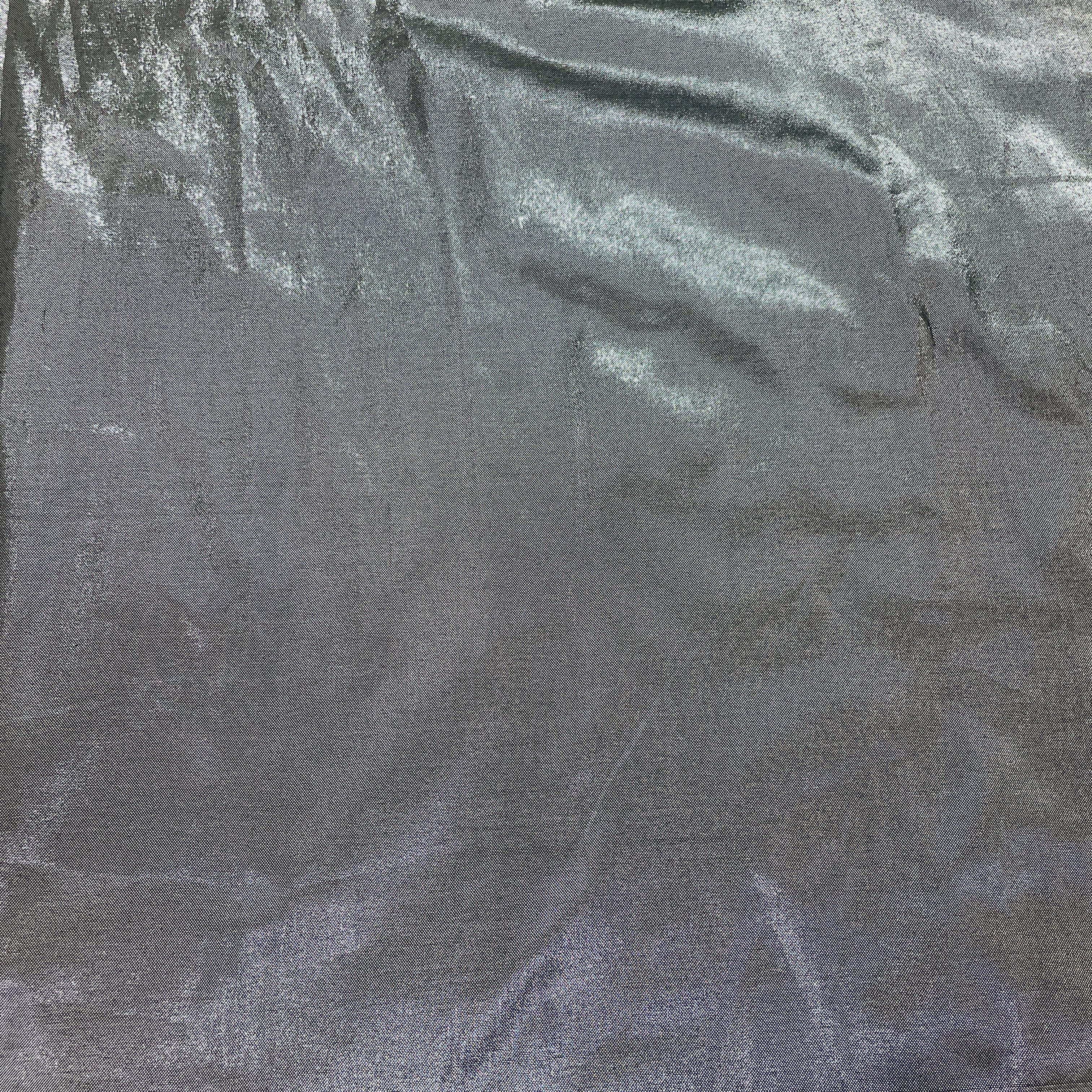 Silver Solid Shimmer Banarsi Satin Brocade Fabric - Image 2