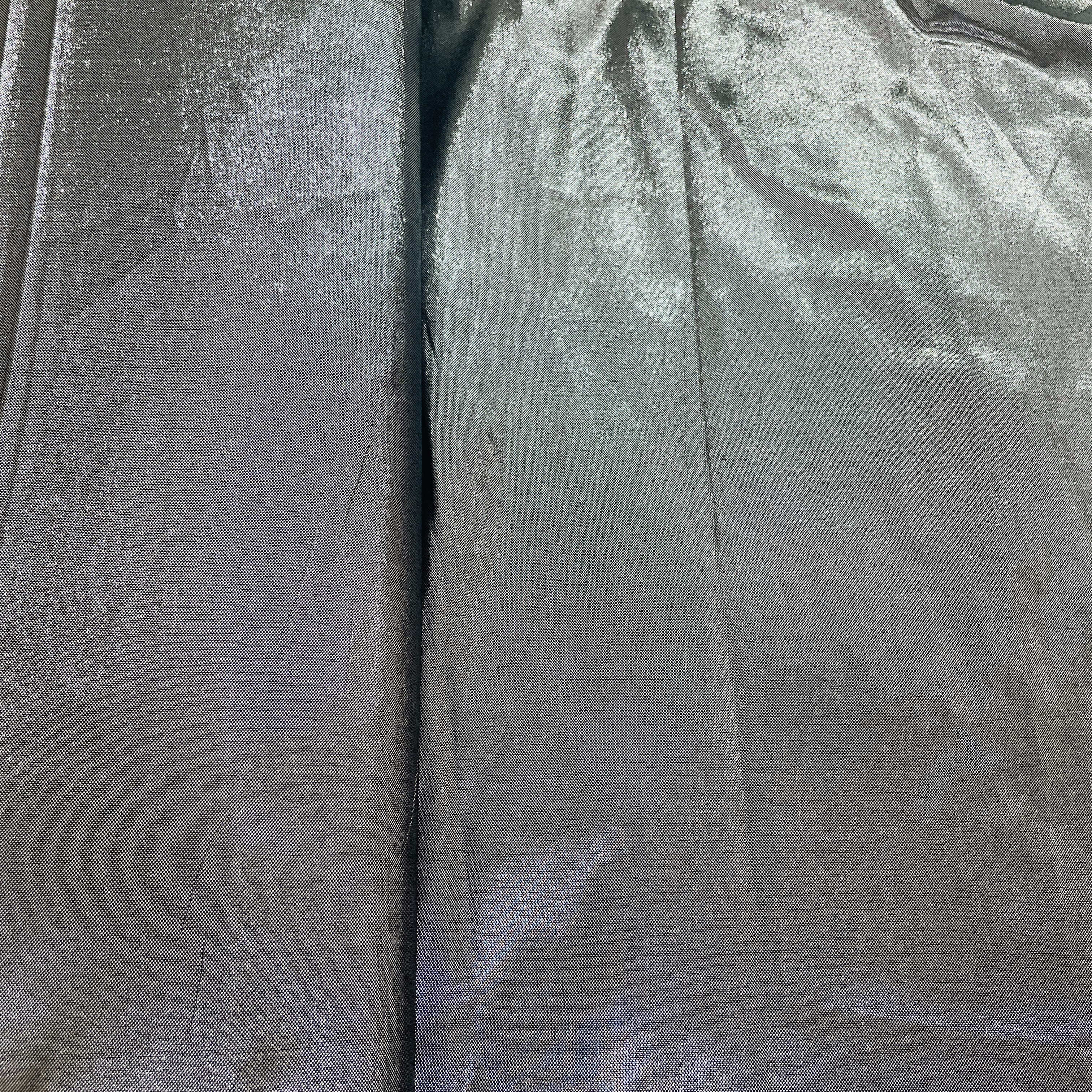 Silver Solid Shimmer Banarsi Satin Brocade Fabric - Image 3
