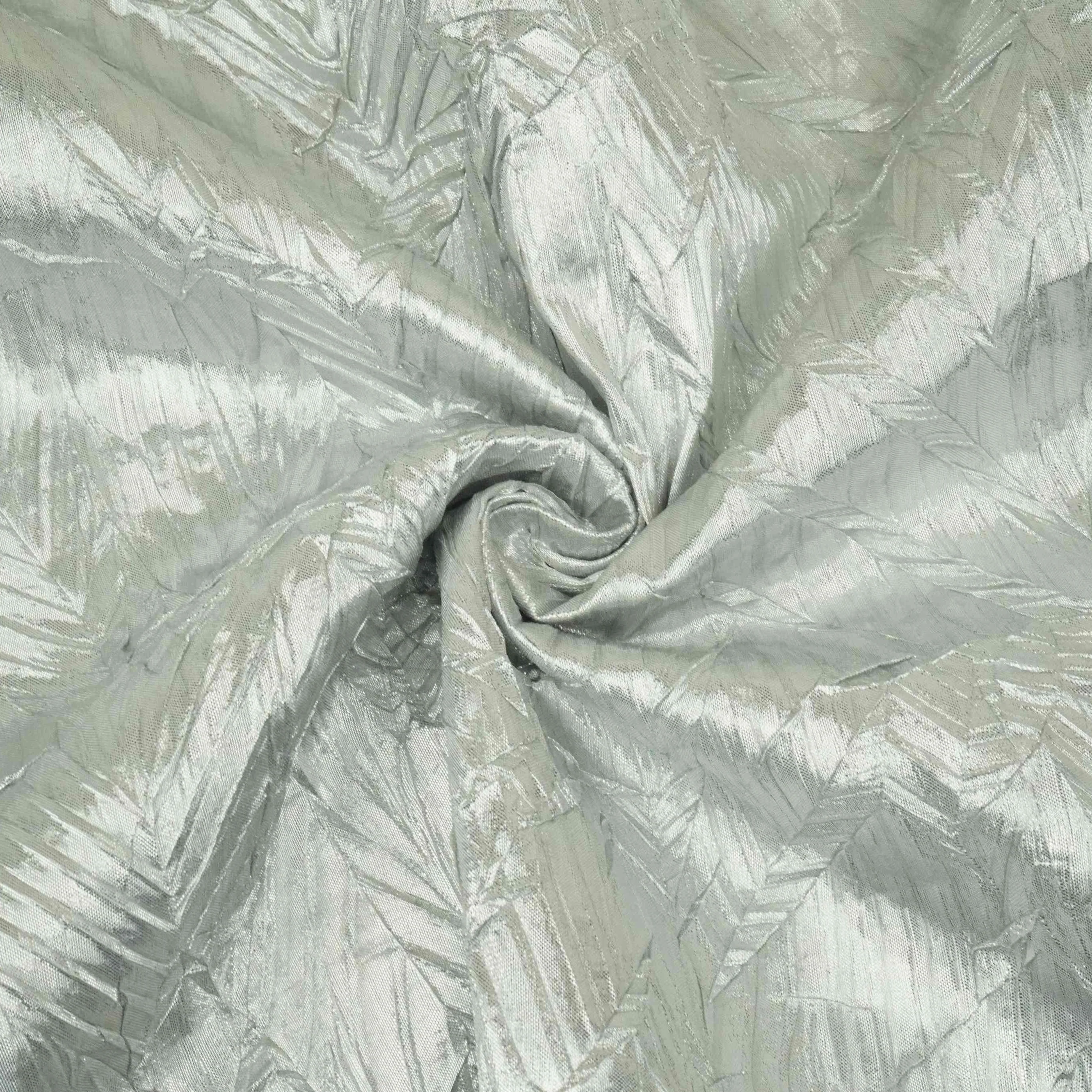 Silver Solid Zari Crush Fabric VCL-32266 - Image 4