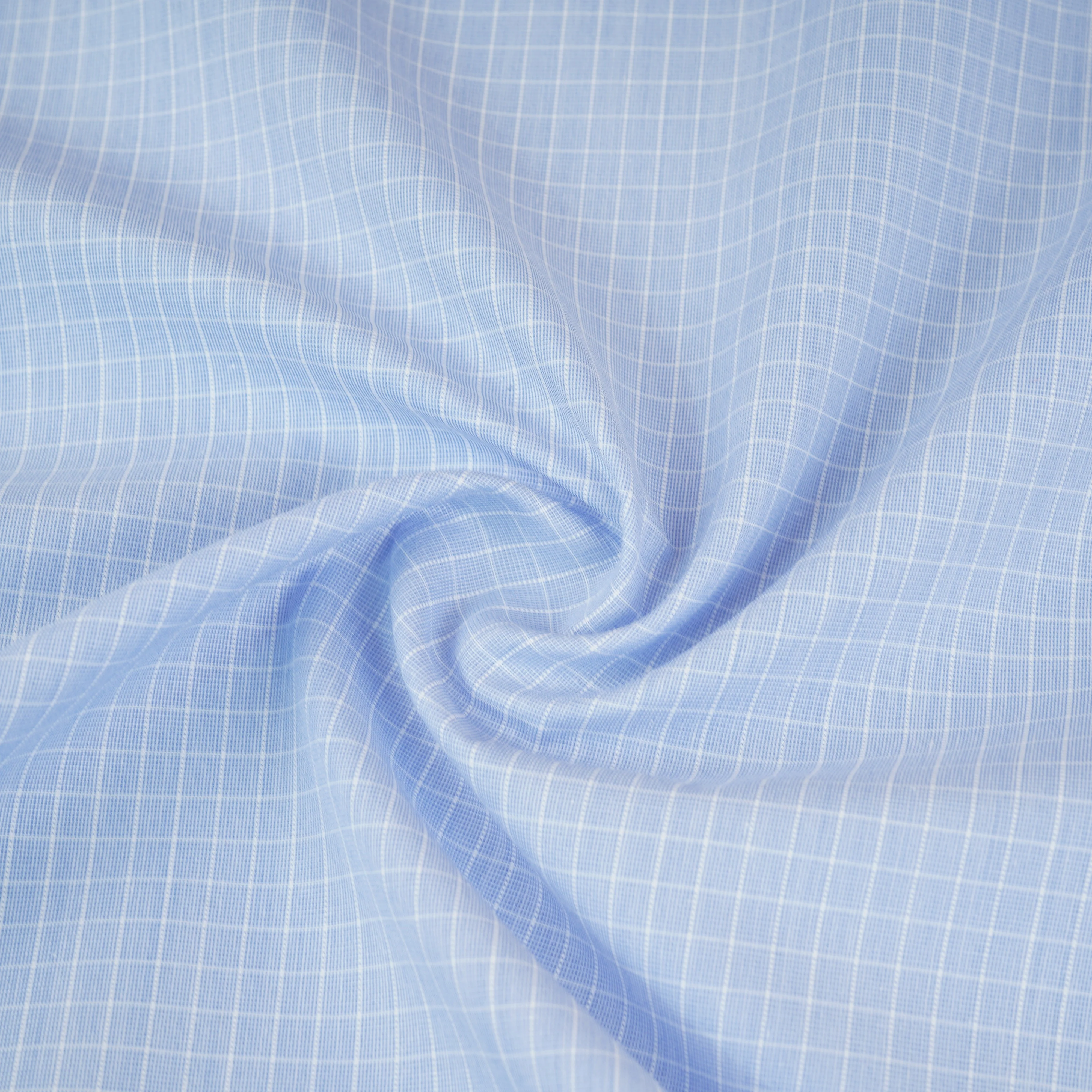 Sky Blue & White Check Print Poplin Fabric MFM-30123 - Image 3