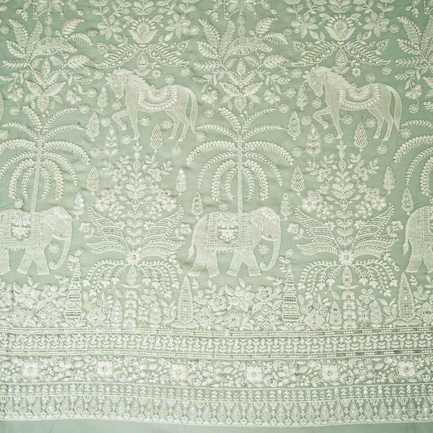 Sky Blue Chikanikari Georgette Fabric DR-28079 - Image 4