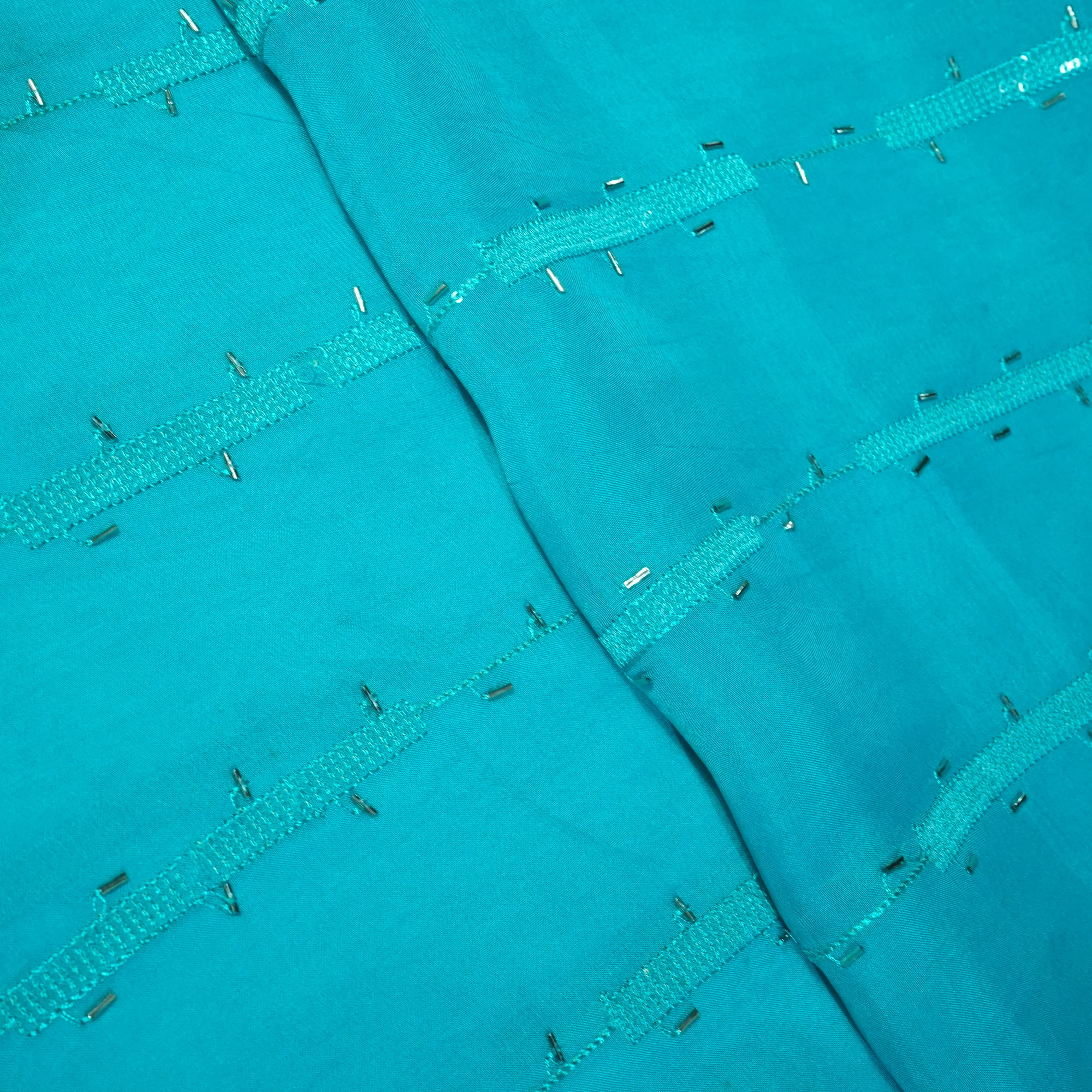 Sky Blue Cutdana Sequins Embroidery Organza Fabric 21011 - Image 2