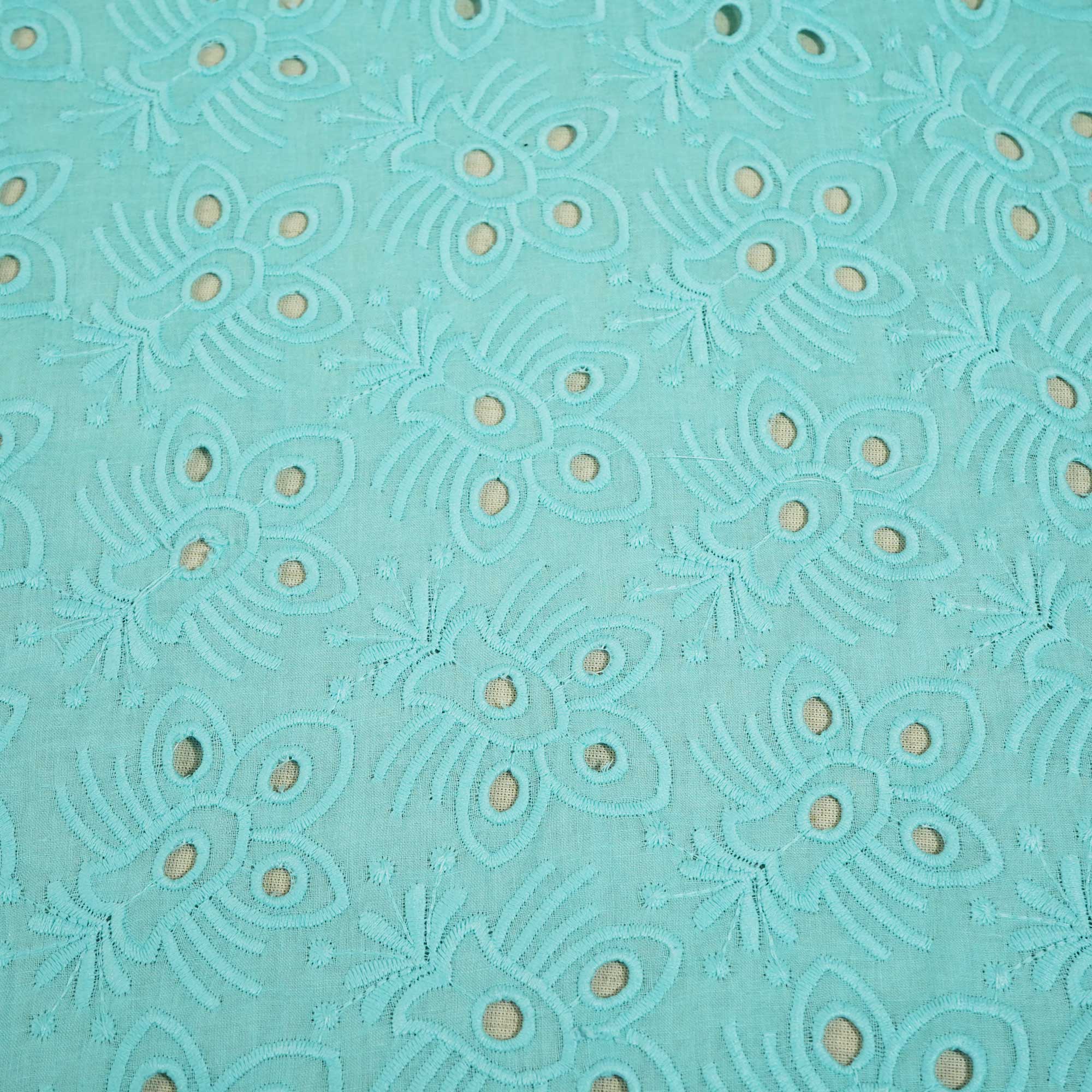 Sky Blue Floral Embroidery Cotton Schiffli PGF-16671 - Image 4
