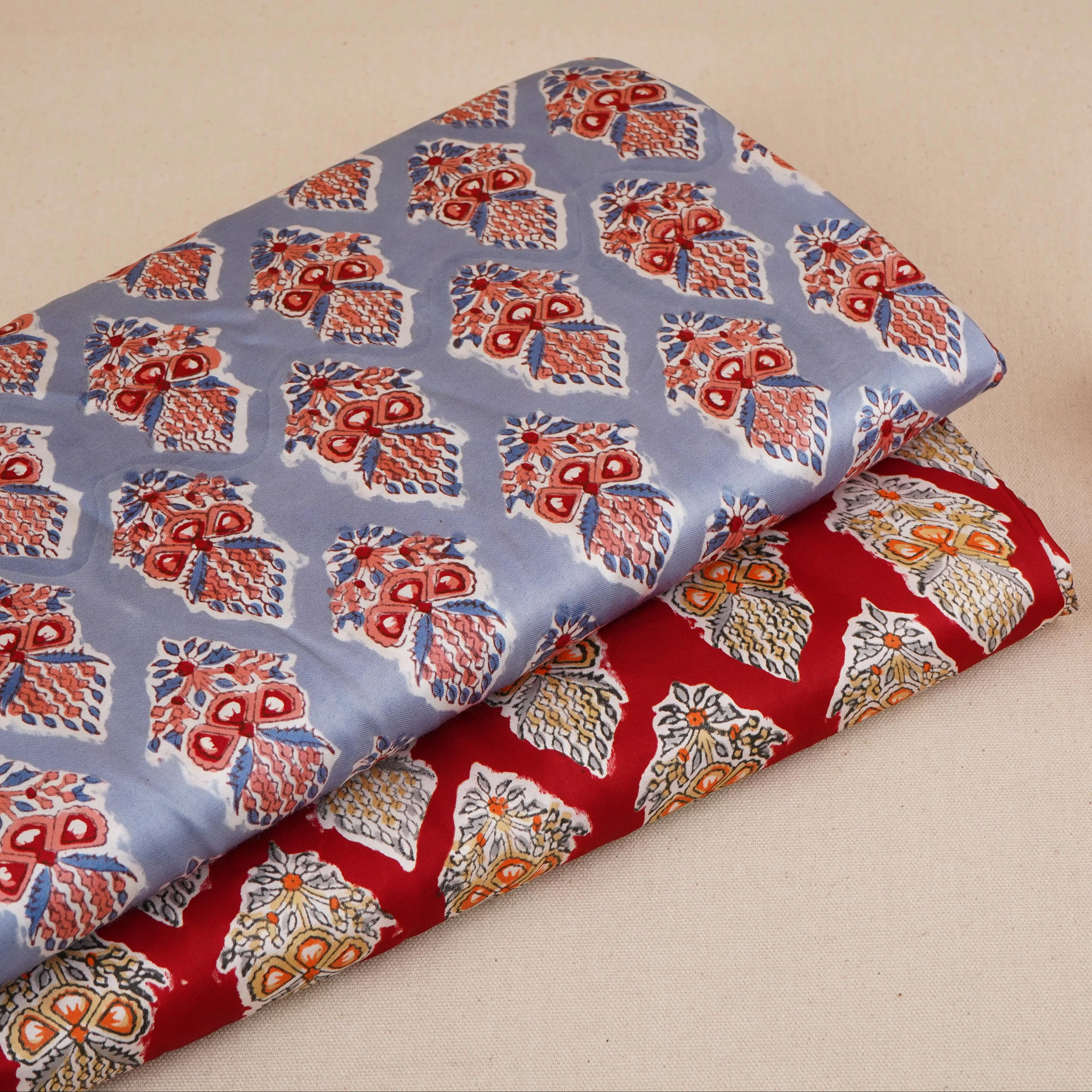 Sky Blue floral Print Modal Satin Fabric AFI-29543 - Image 5