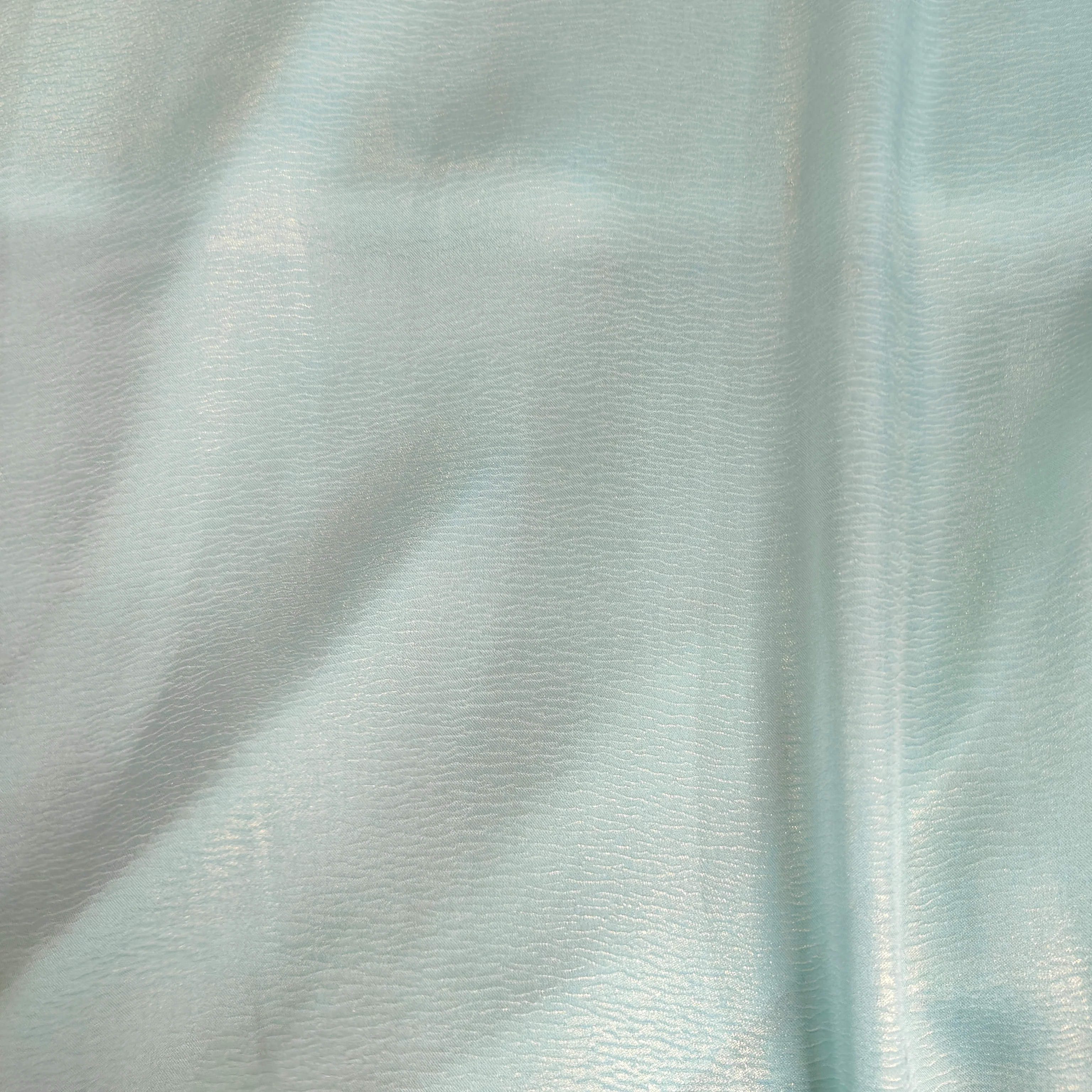Sky Blue Silver Crush with foil Georgette Satin Fabric - Image 2