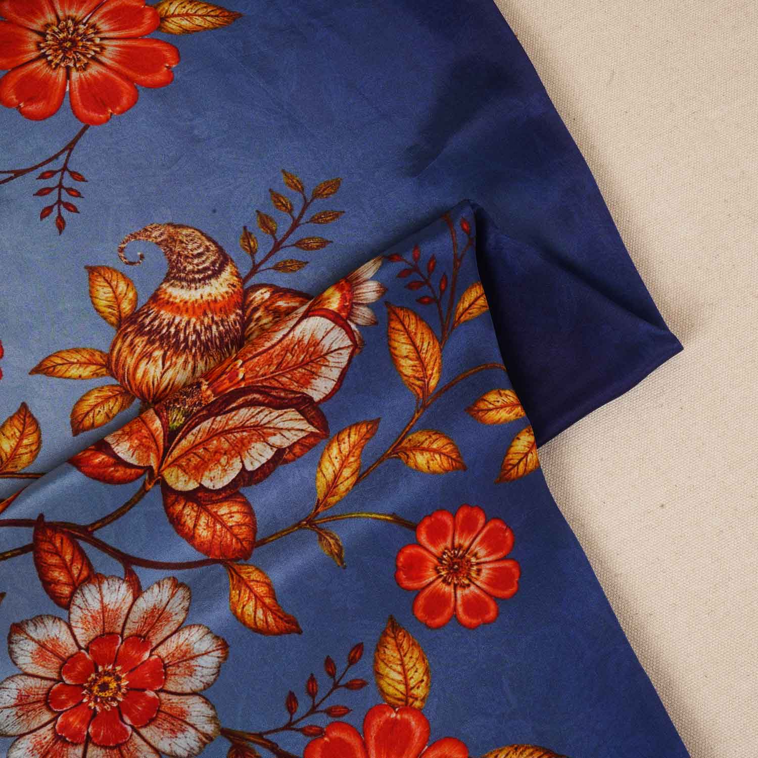 Sky Blue & Navy Blue Shaded Floral Print Crepe Fabric MT-28232 - Image 2
