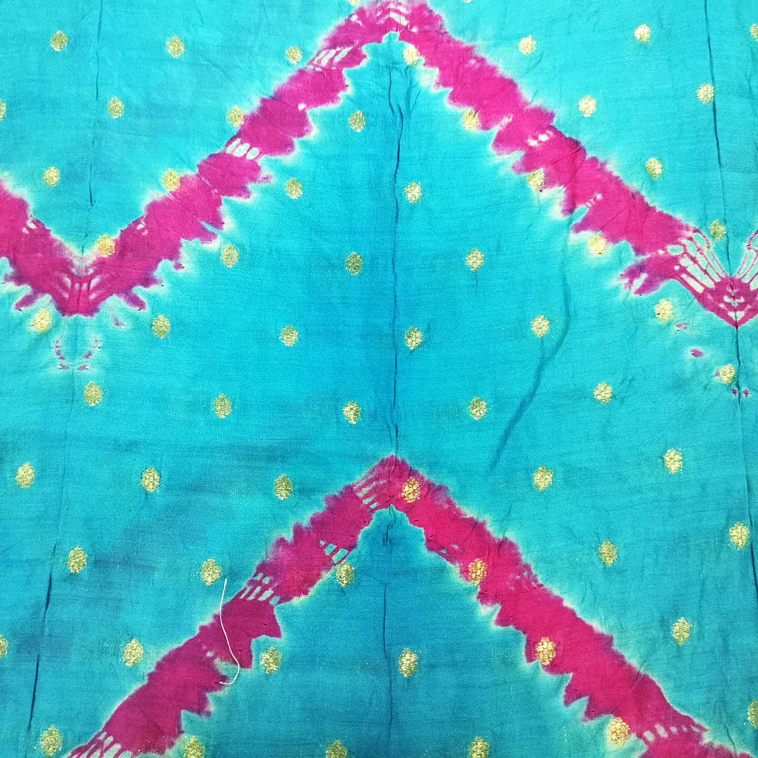 Sky Blue Pink Bandhani Silk Jacquard NH-16701 - Image 3