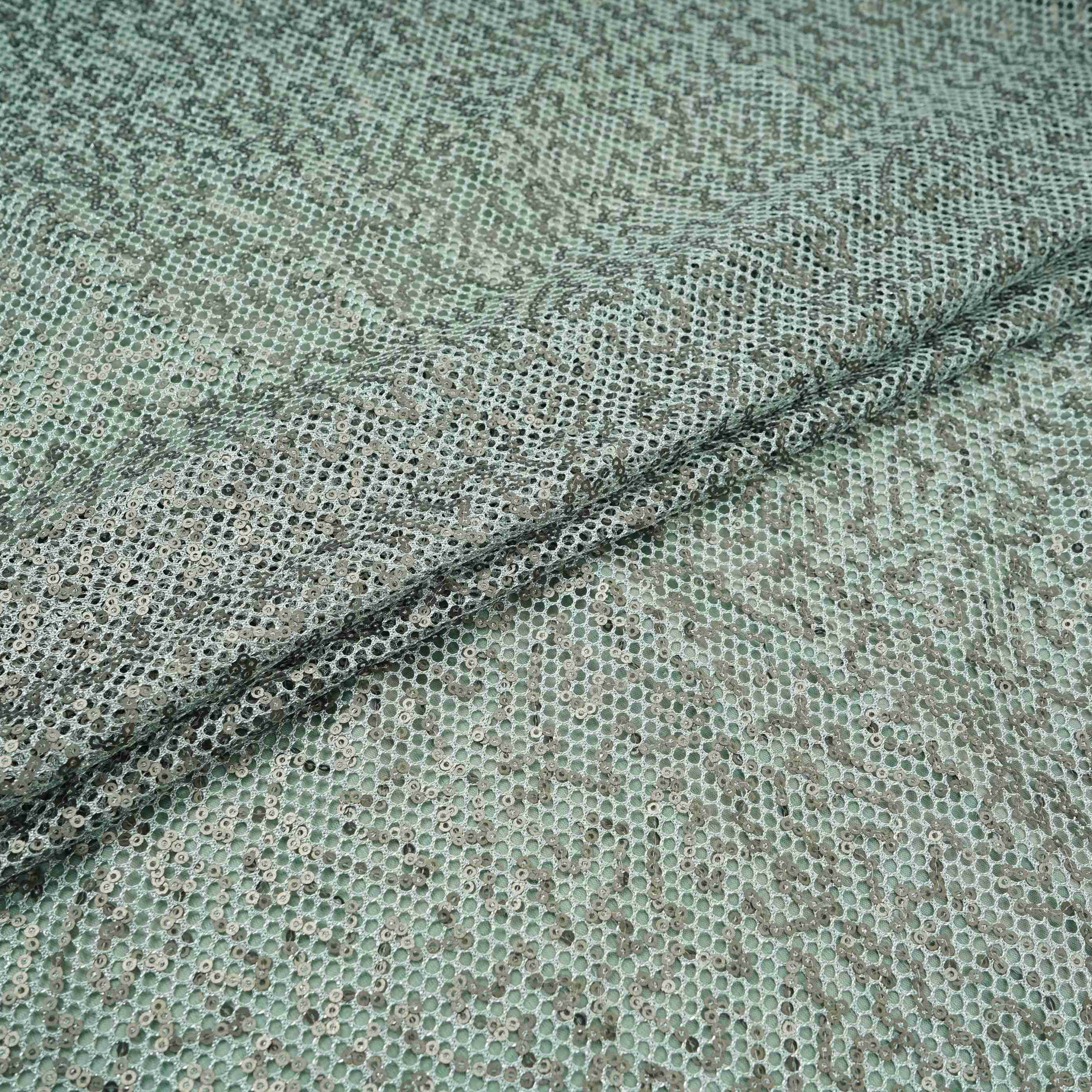 Sky Blue Sequins Embroidery Net Fabric LI-32179 - Image 5