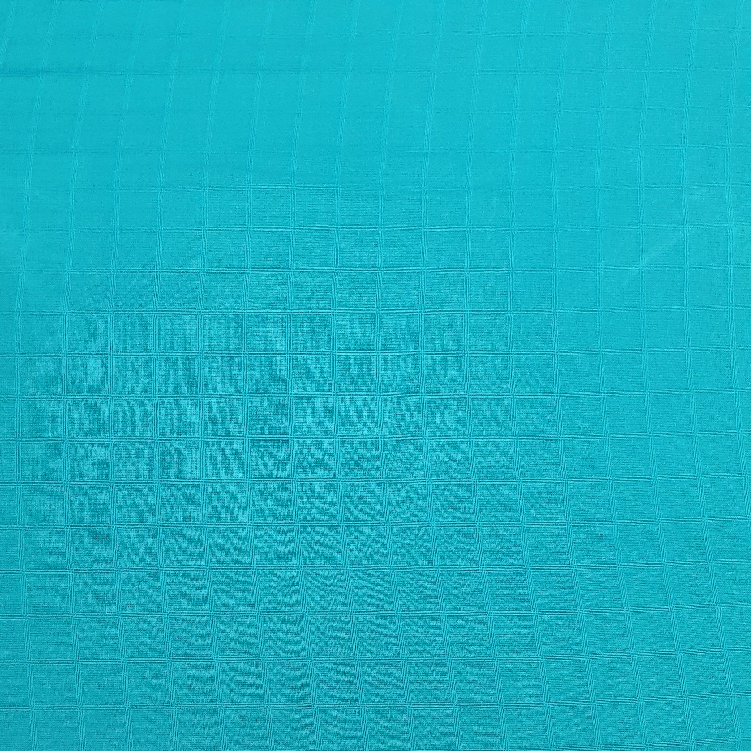 Sky Blue Solid Jacquard Cotton Fabric, Plain Weave 48 Inches - Image 3