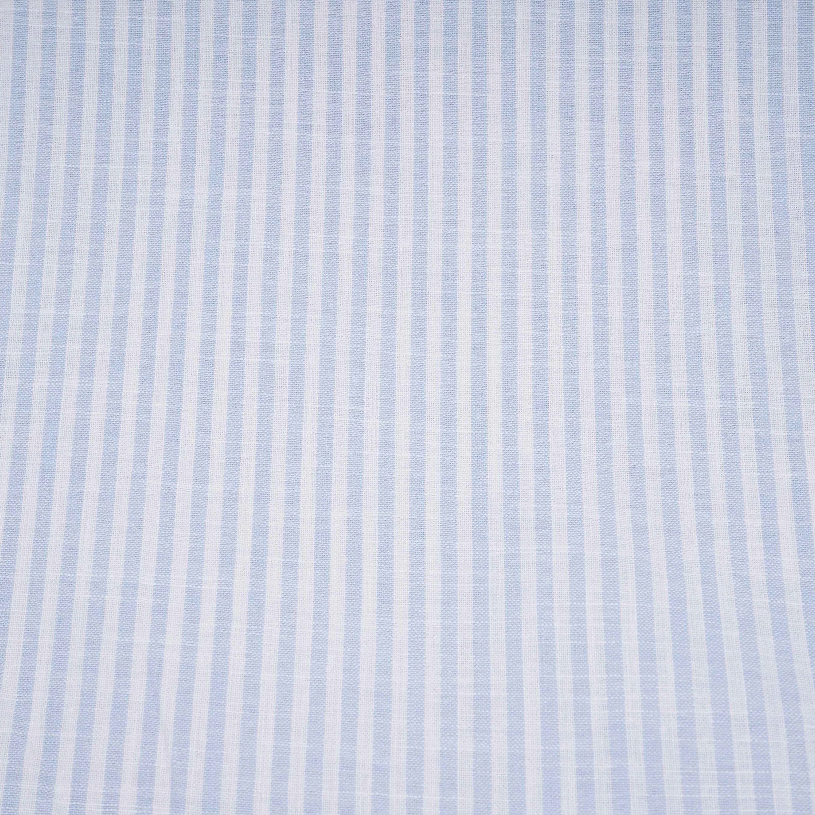 Sky Blue With Off White Stripes Cotton Linen Fabric MFM-32413 - Image 2