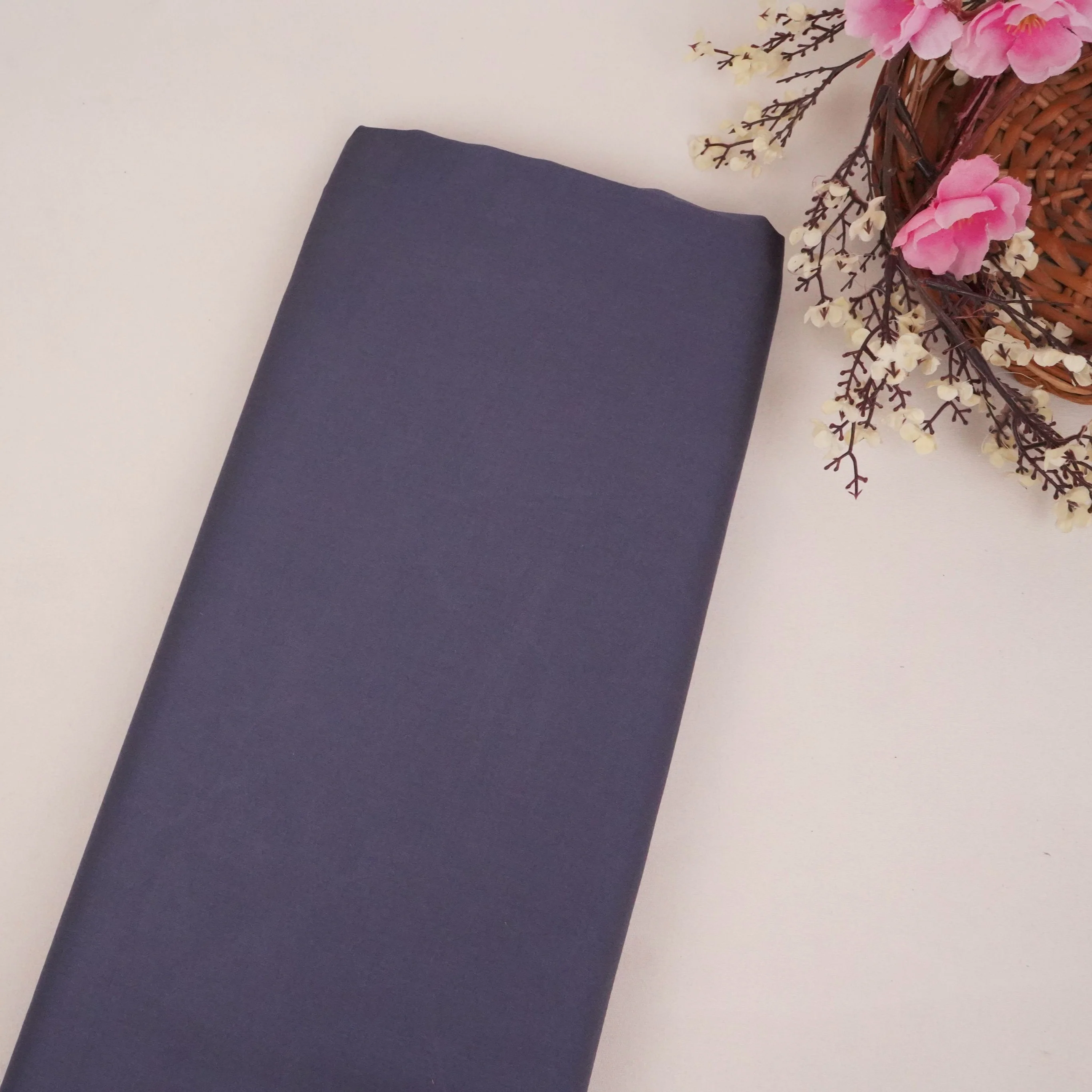 Slate Blue Solid Bemberg Silk Fabric KC-13538