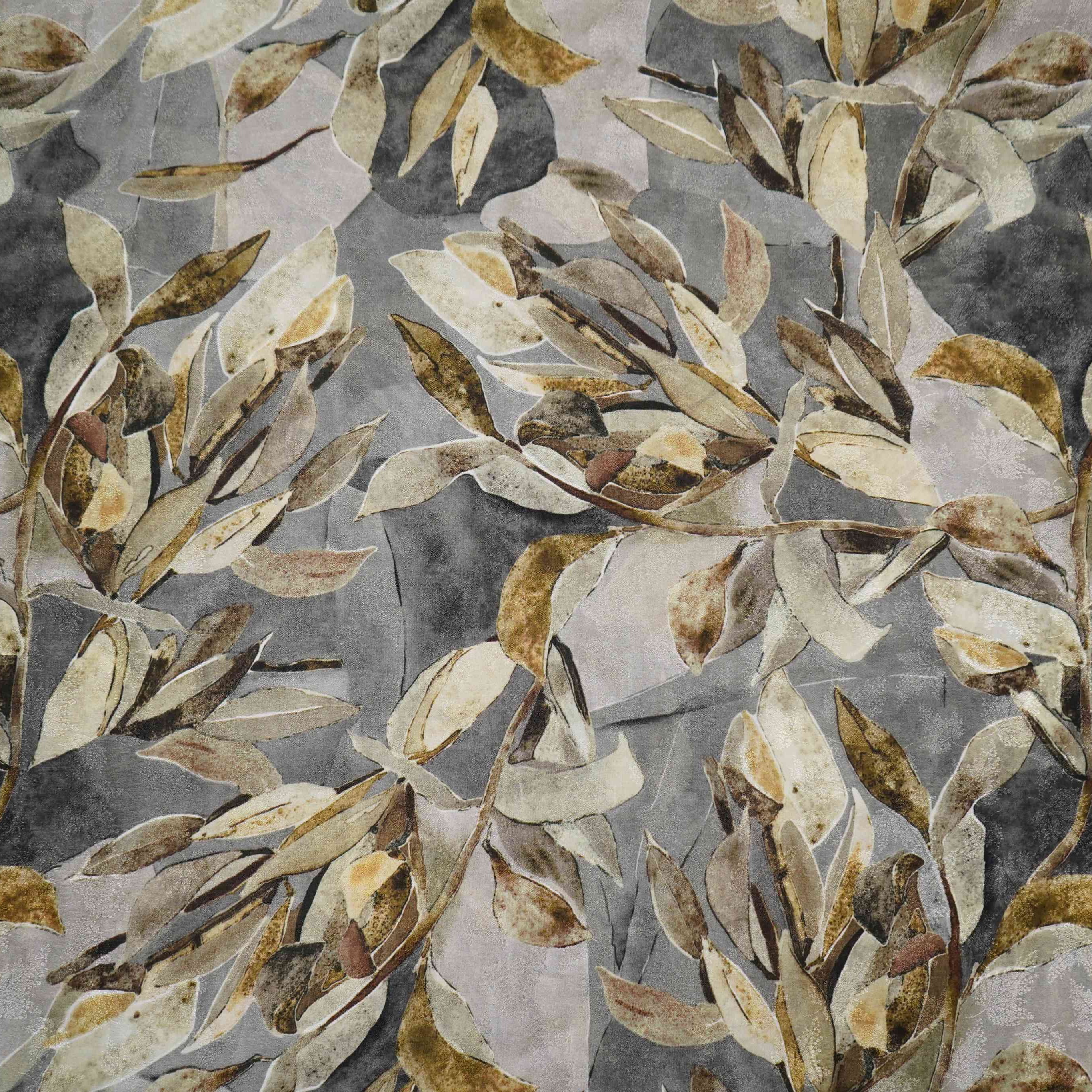 Smoke Grey Tropical floral Jacquard print Pure Crepe Fabric MTF-31474 - Image 2