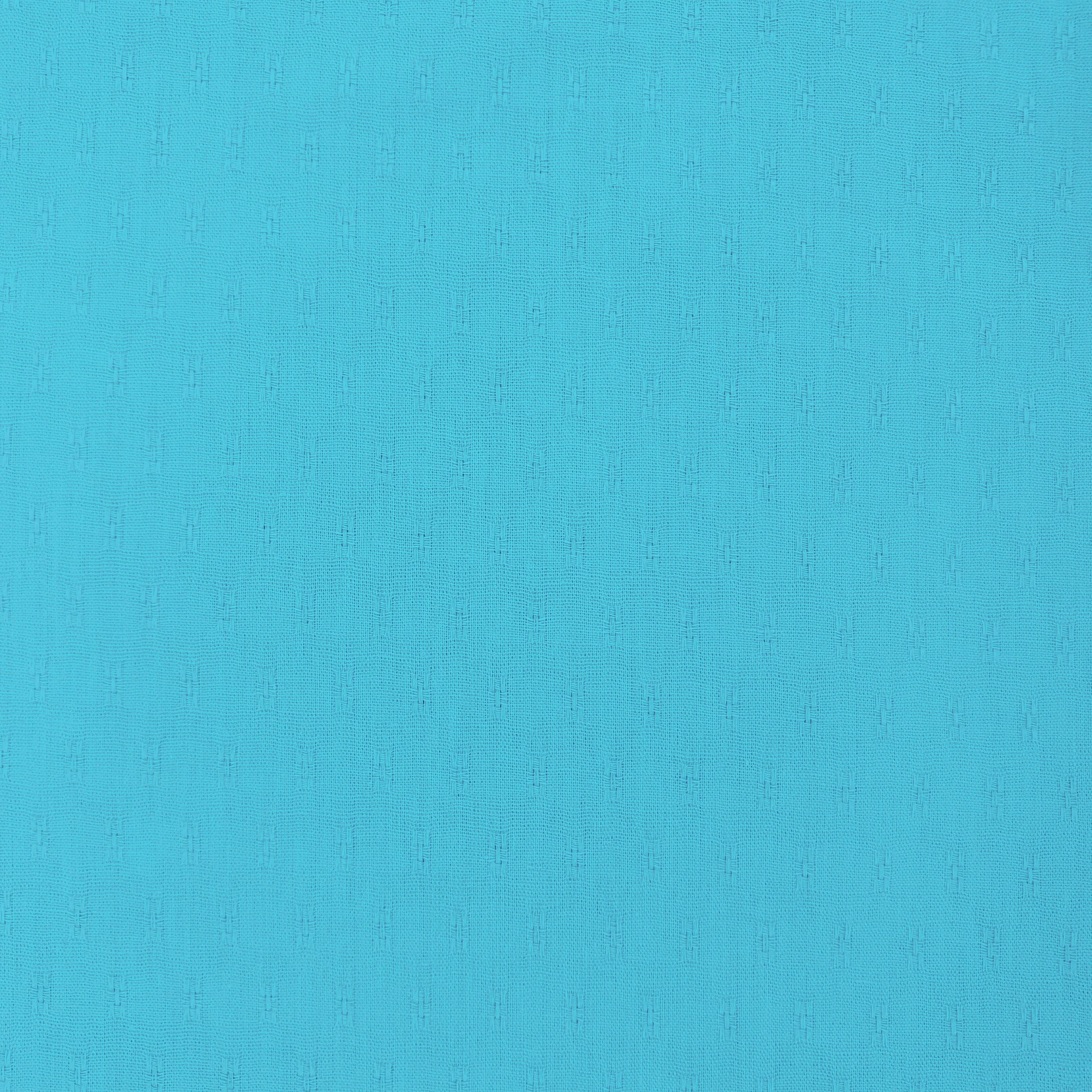 Solid Aqua Blue Jacquard Cotton Fabric, 48 Inches Plain Weave, TU-2016 - Image 2