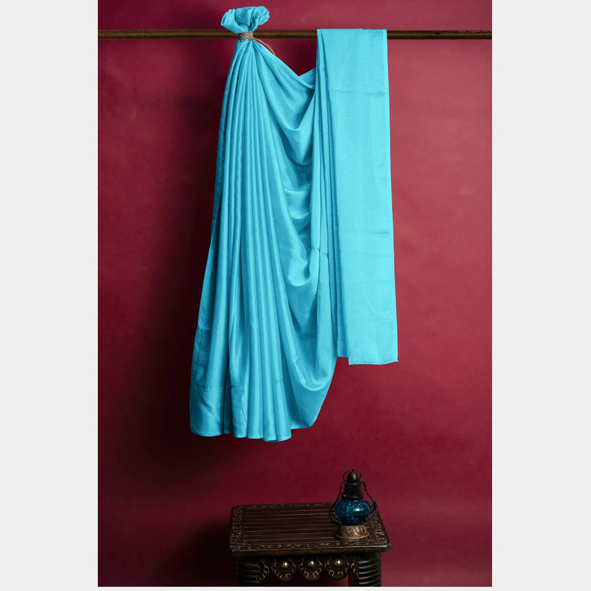 Solid Aqua Blue Jacquard Cotton Fabric, 48 Inches Plain Weave, TU-2016 - Image 7